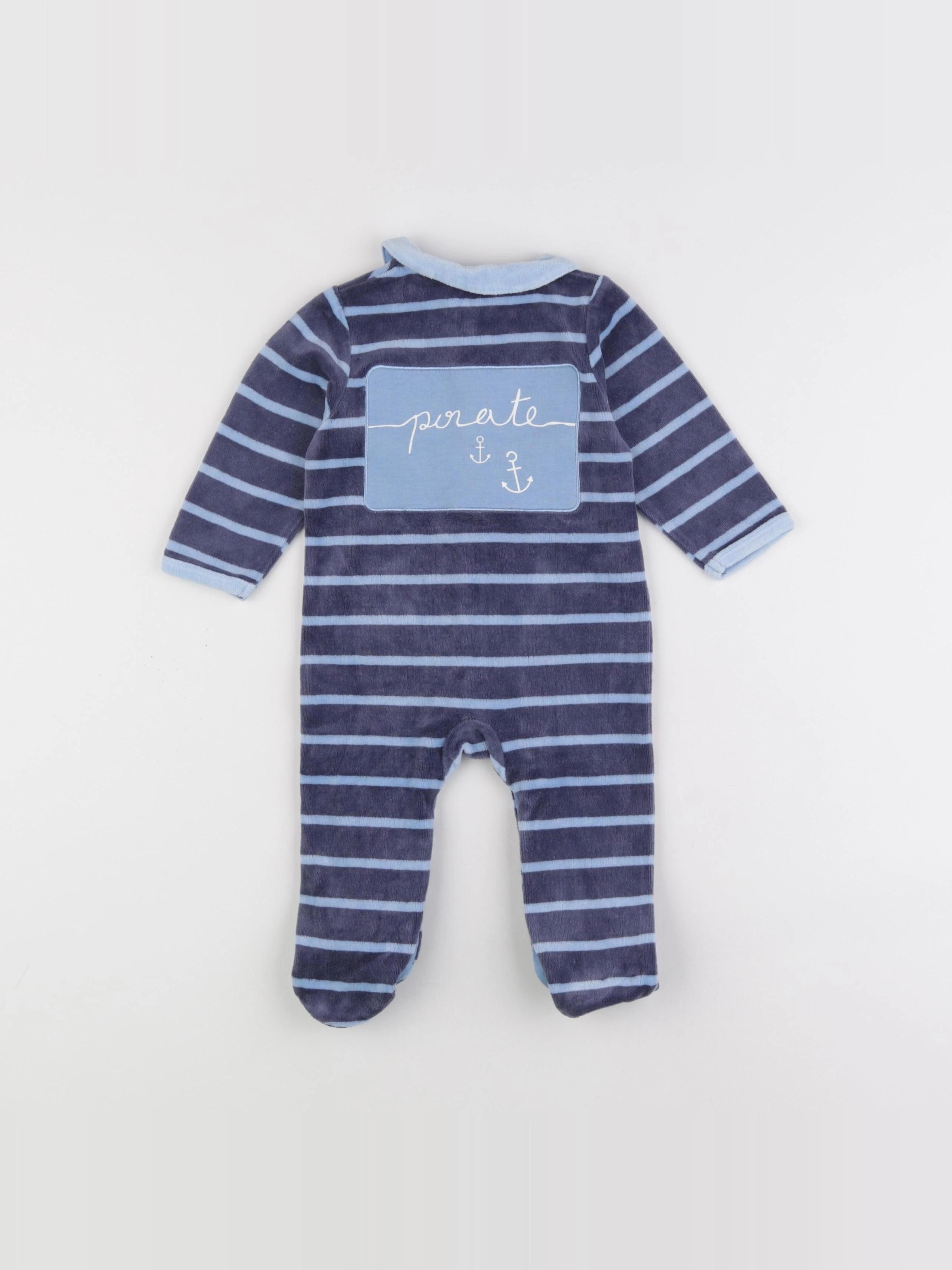 Vertbaudet - pyjama velours bleu - 6 mois