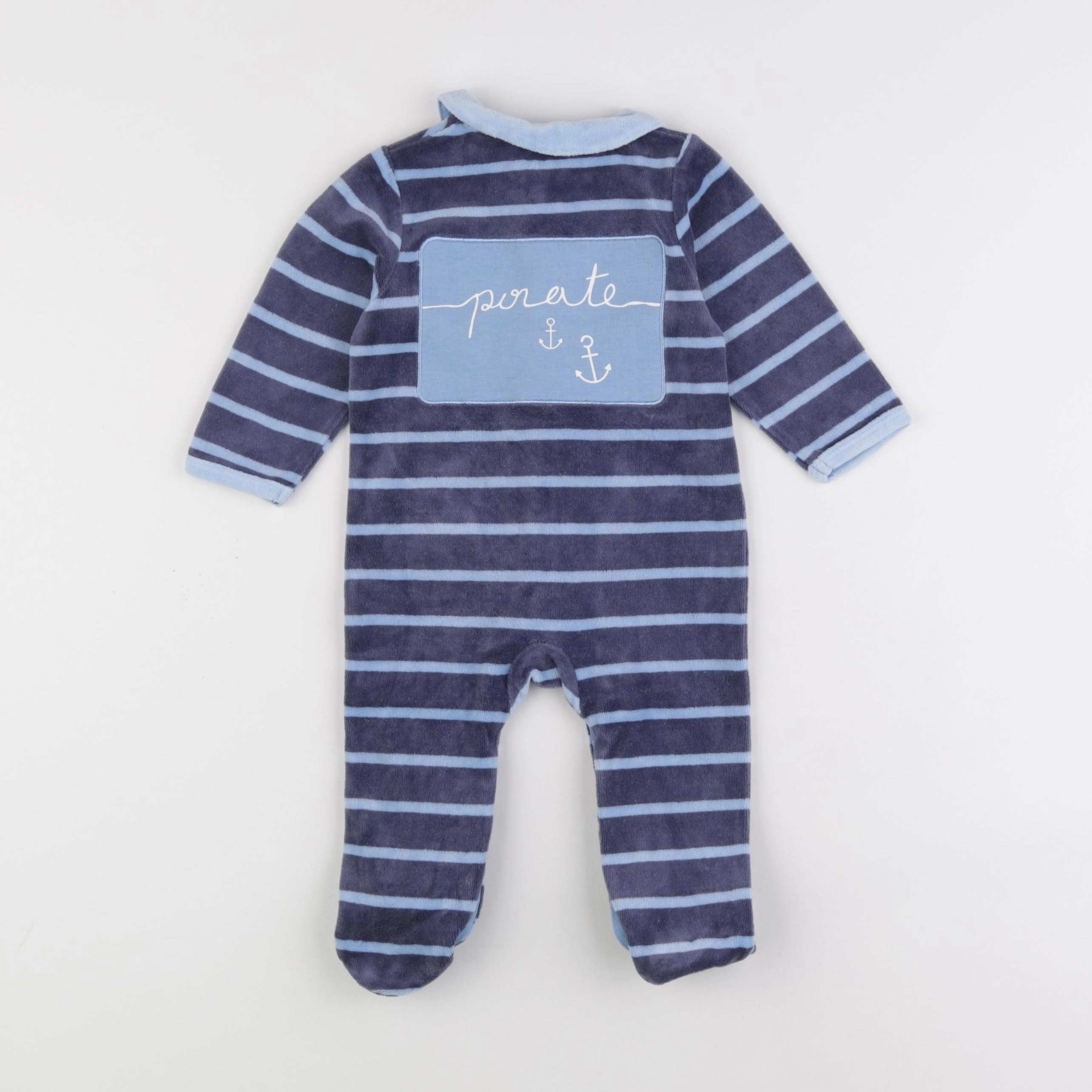 Vertbaudet - pyjama velours bleu - 6 mois