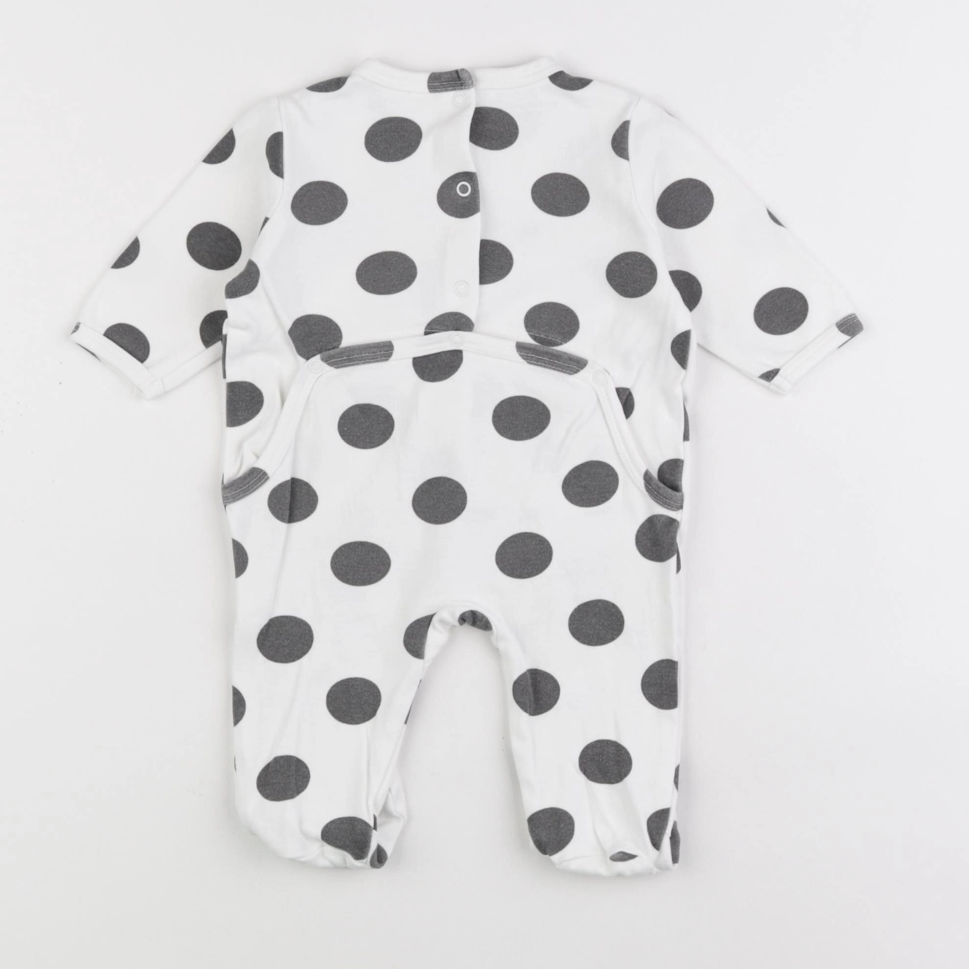 Vertbaudet - pyjama coton blanc, noir - 3 mois