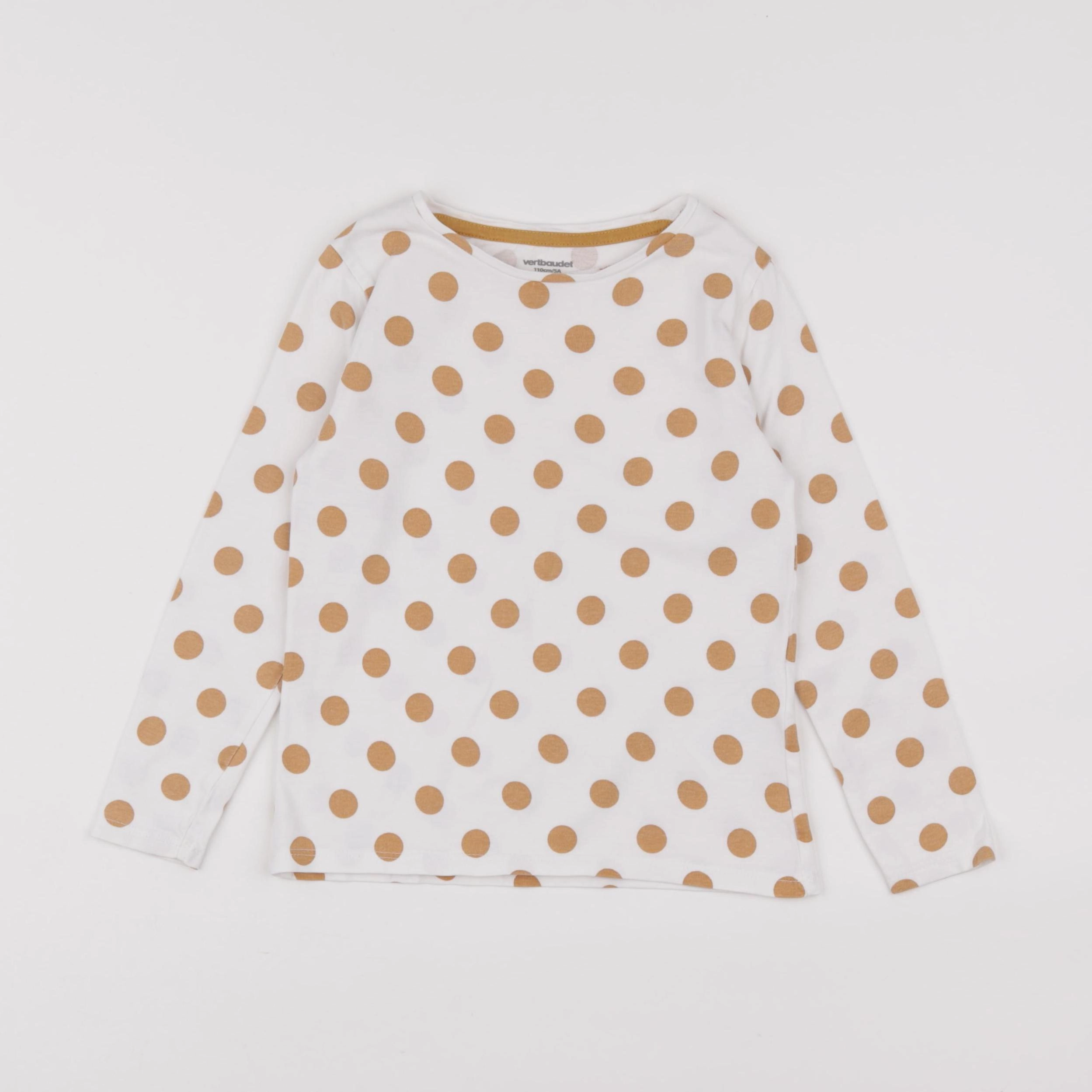 Vertbaudet - tee-shirt blanc, marron - 5 ans