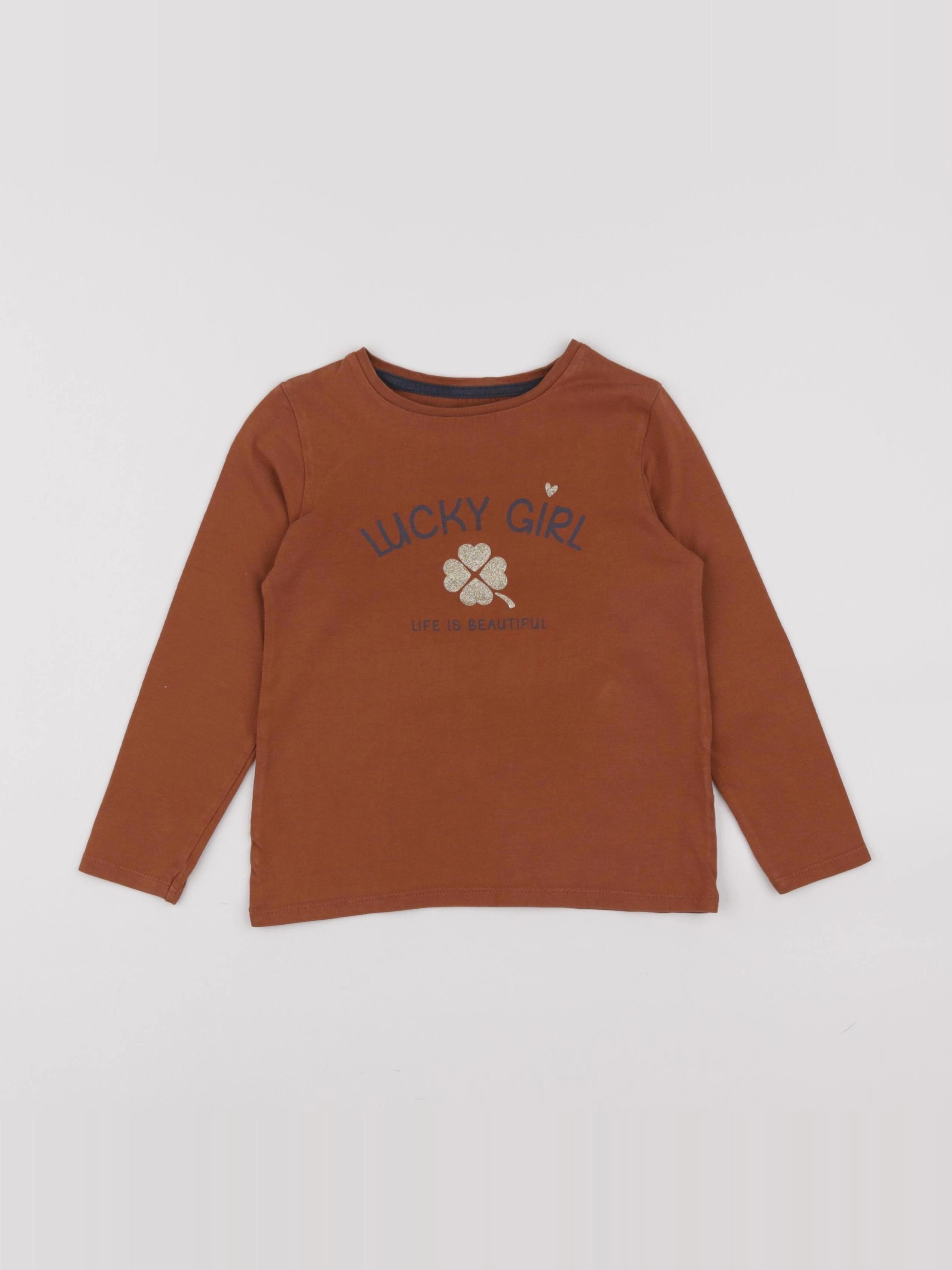 Vertbaudet - tee-shirt marron - 5 ans
