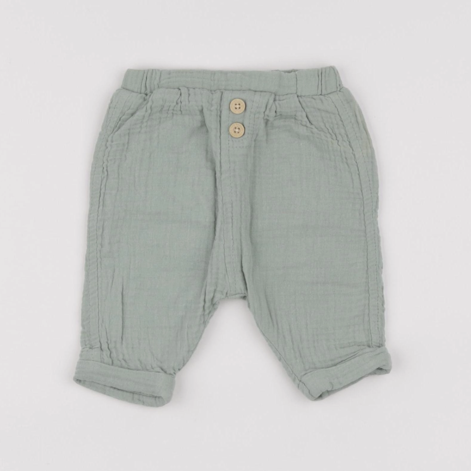 Vertbaudet - pantalon vert - 6/9 mois