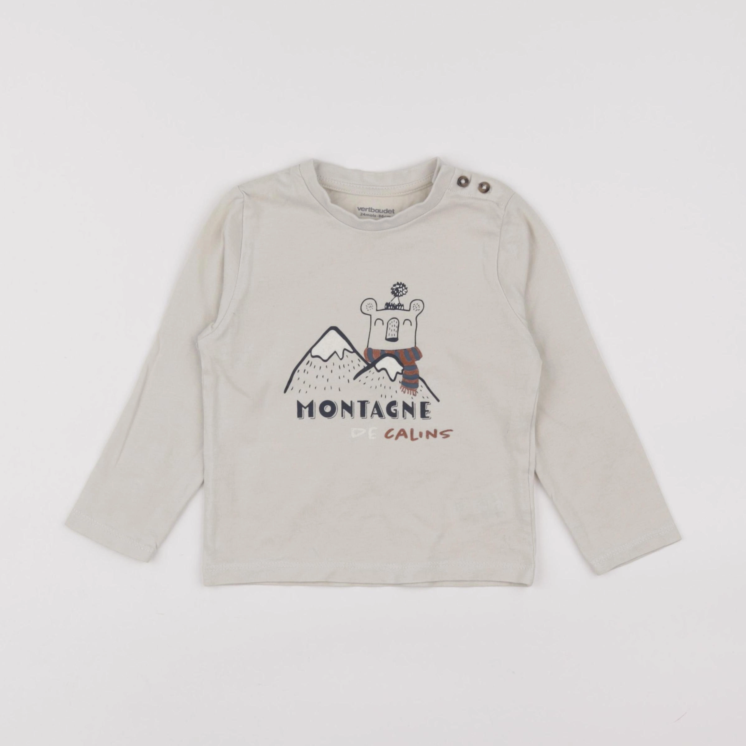 Vertbaudet - tee-shirt beige - 2 ans