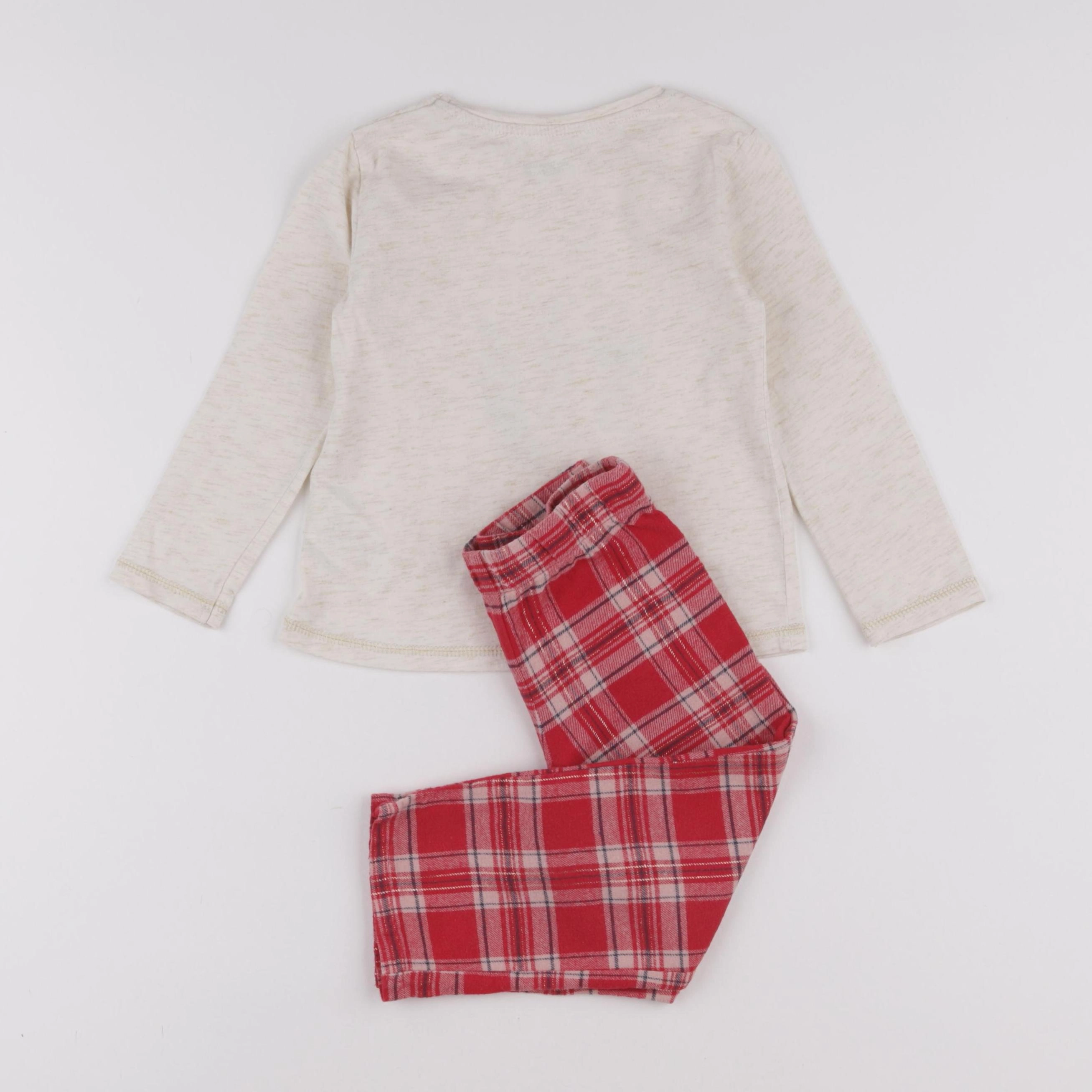 Vertbaudet - pyjama coton beige, rouge - 3 ans