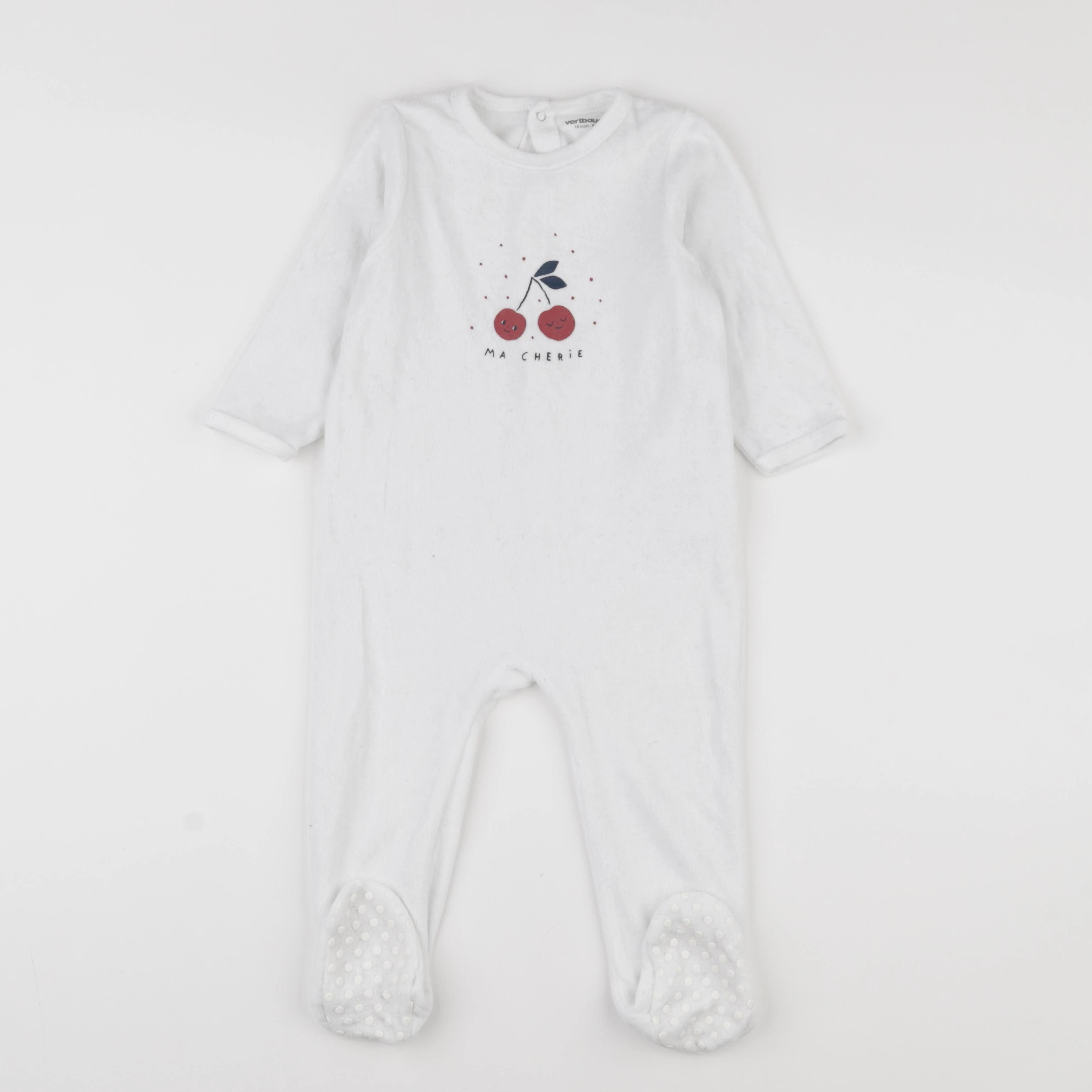 Vertbaudet - pyjama velours blanc - 18 mois