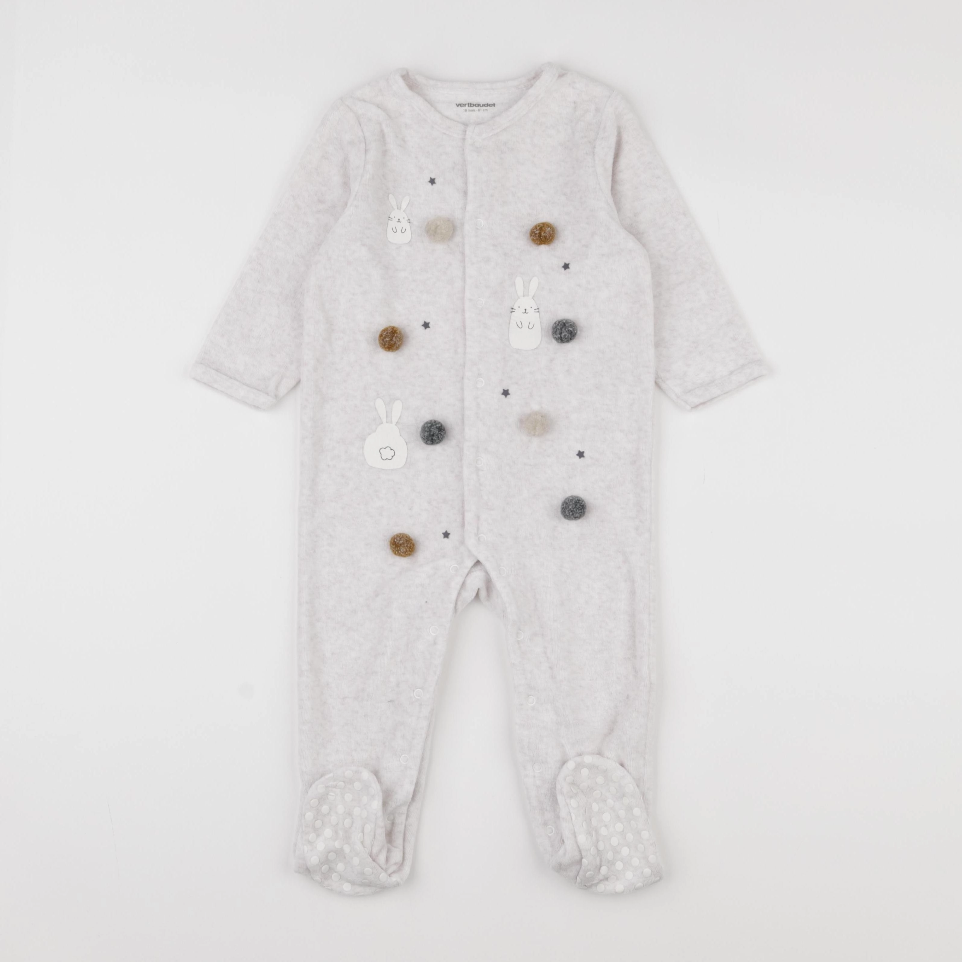Vertbaudet - pyjama velours gris - 18 mois