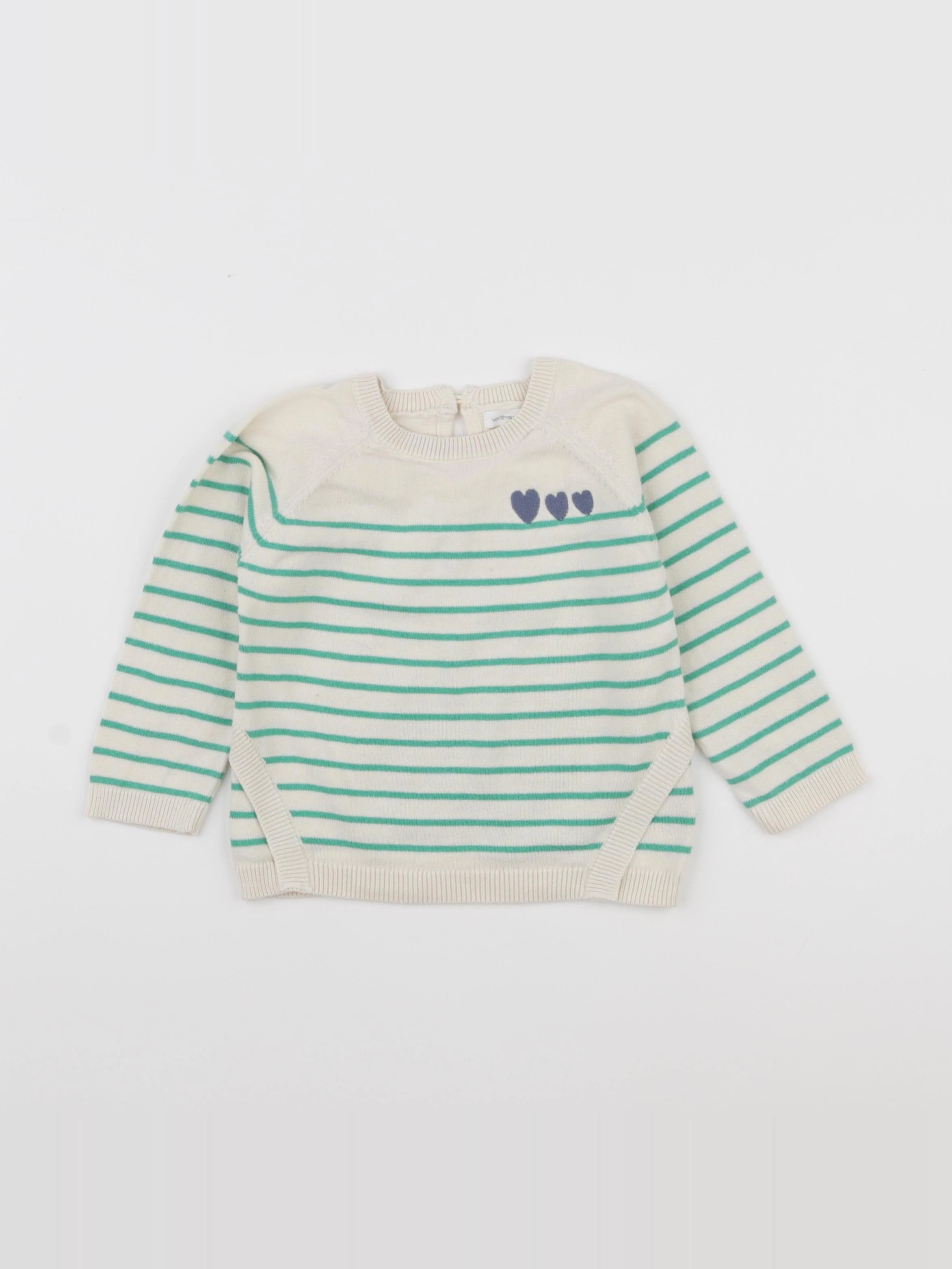 Vertbaudet - pull beige, vert - 18 mois