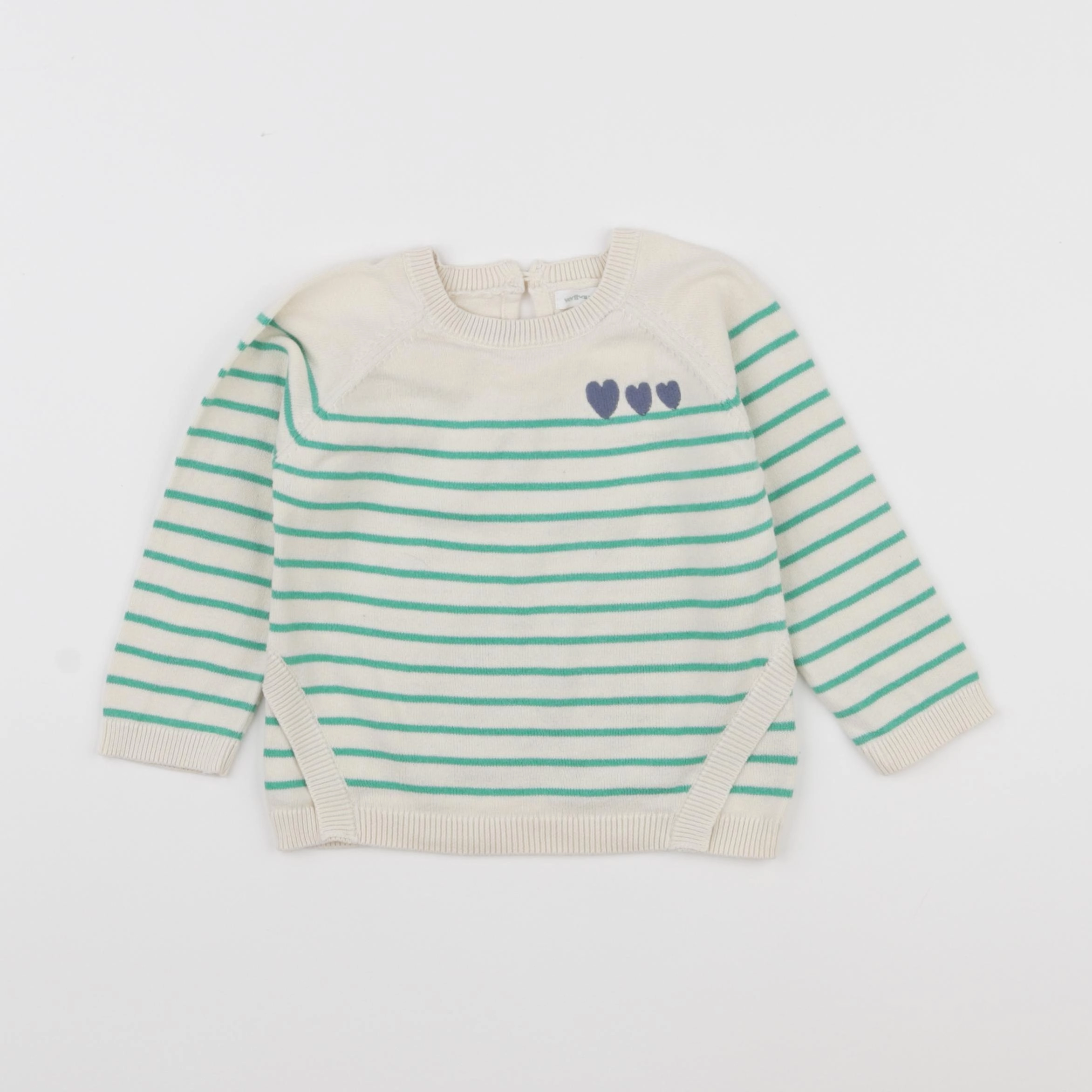 Vertbaudet - pull beige, vert - 18 mois