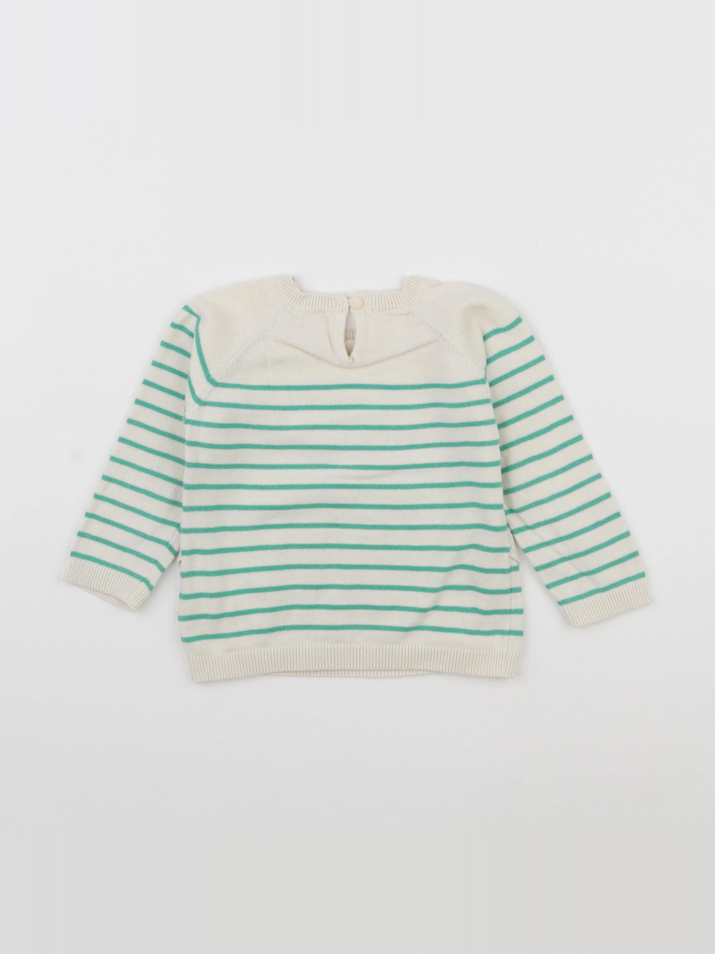 Vertbaudet - pull beige, vert - 18 mois