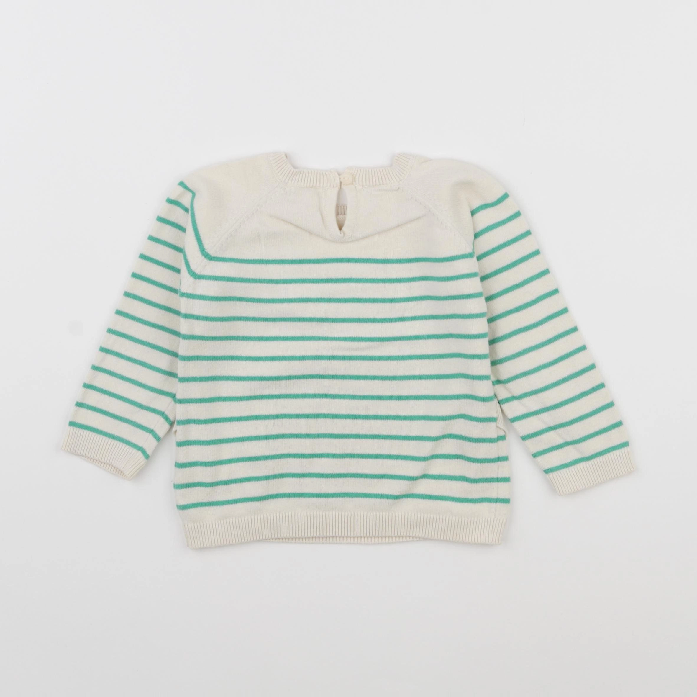 Vertbaudet - pull beige, vert - 18 mois