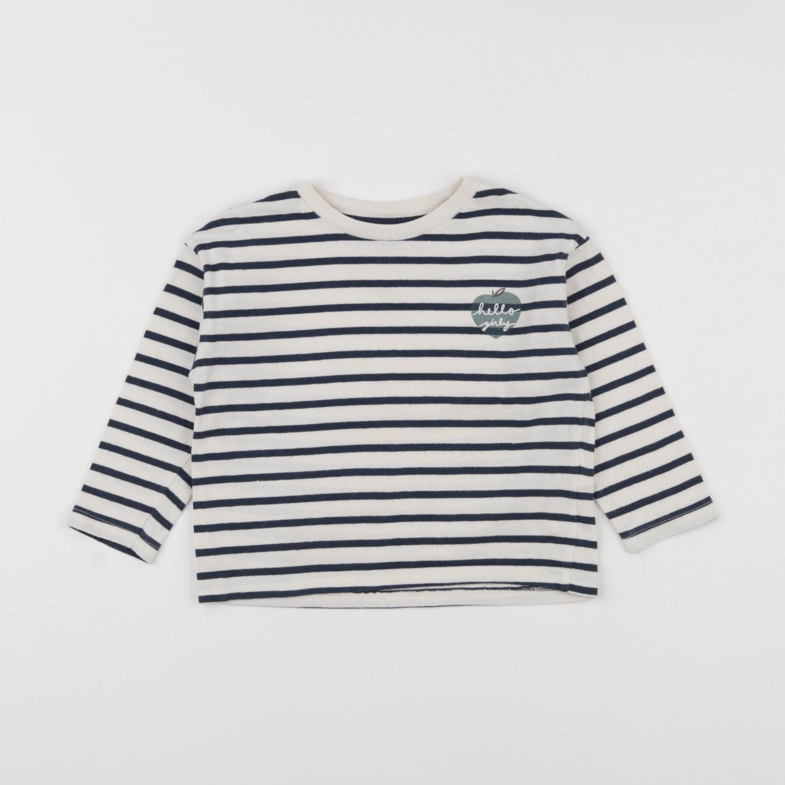 Vertbaudet - tee-shirt blanc, bleu - 3 ans
