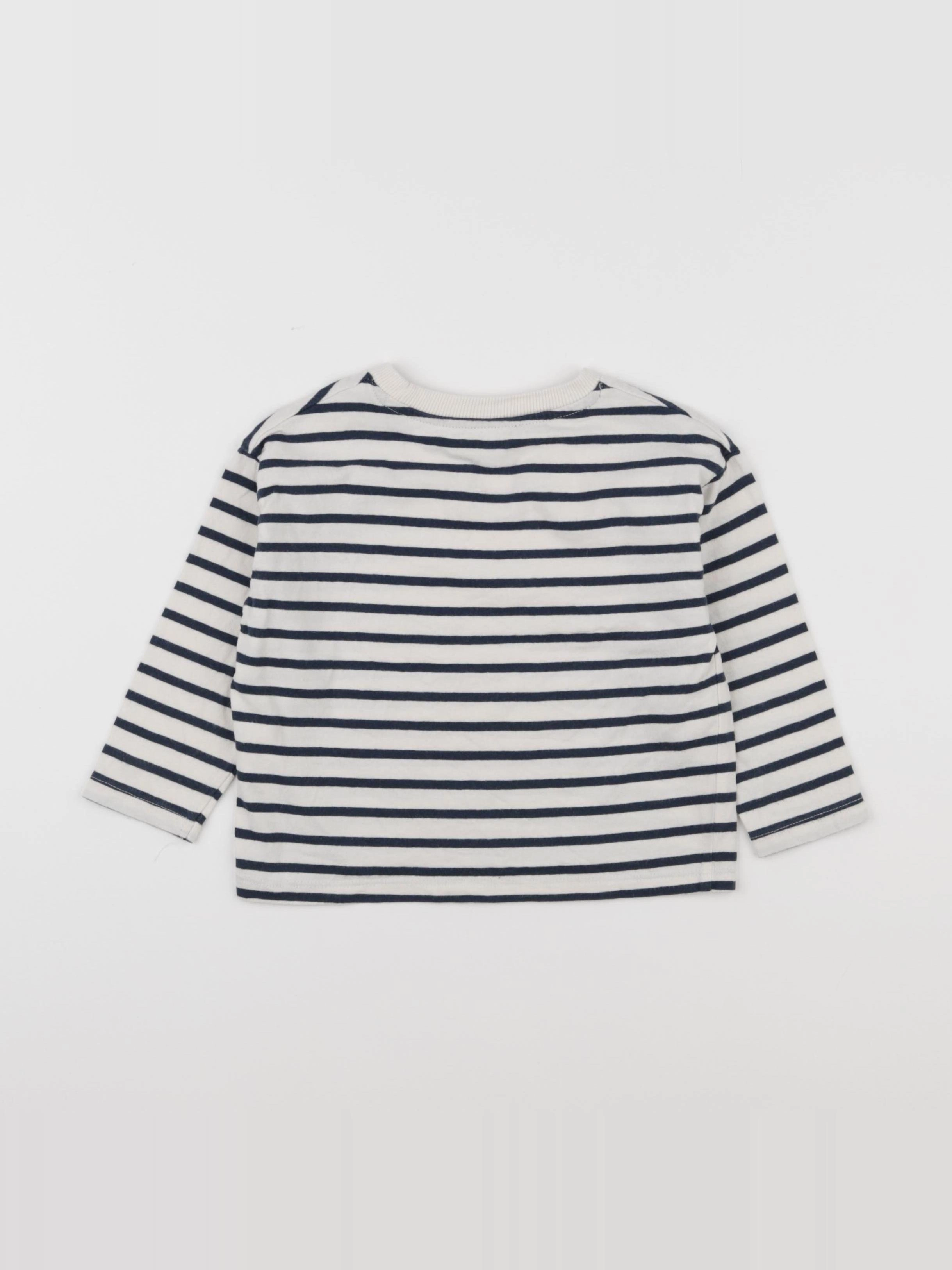 Vertbaudet - tee-shirt blanc, bleu - 3 ans