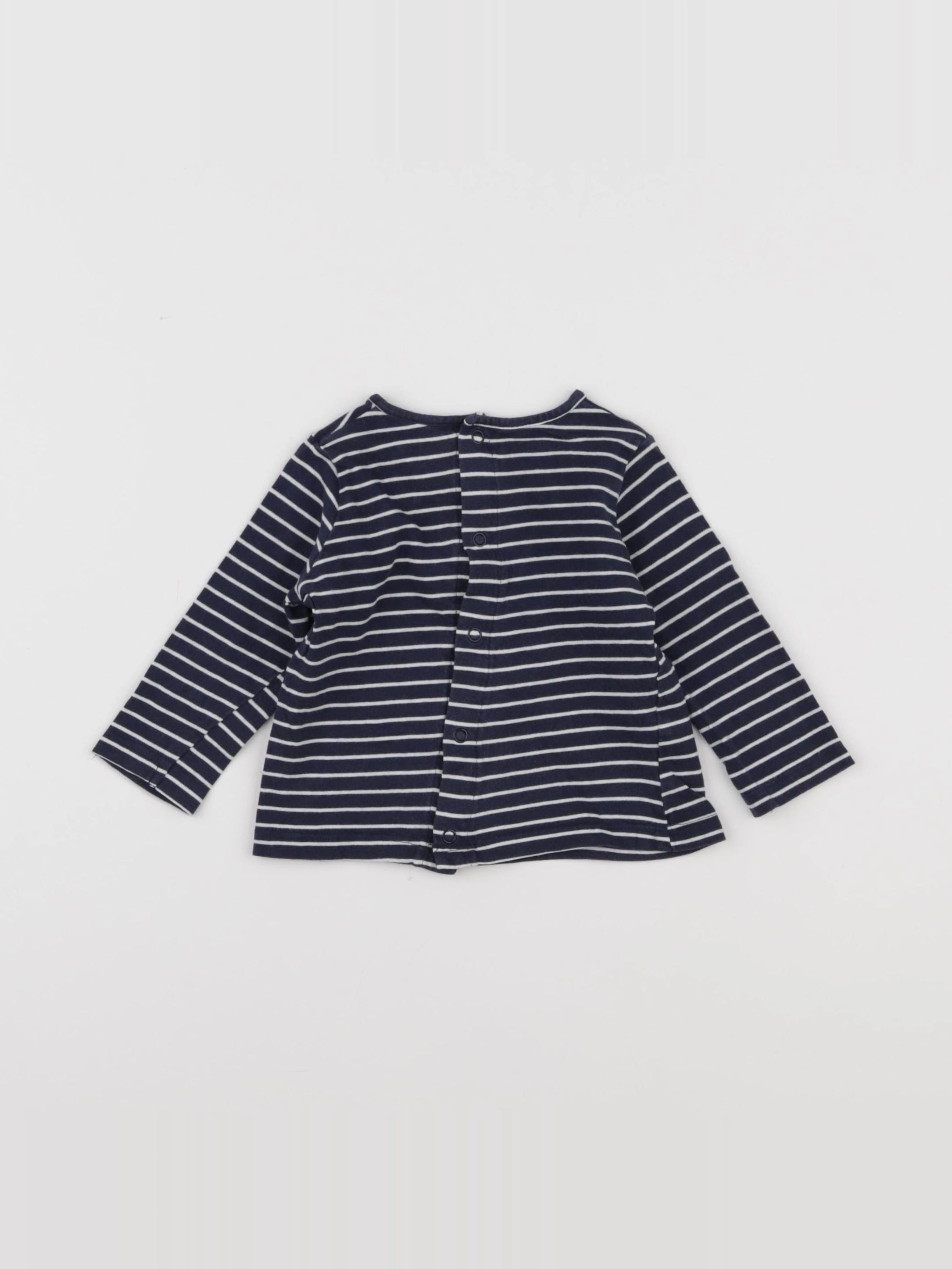 Vertbaudet - tee-shirt blanc, bleu - 6 mois