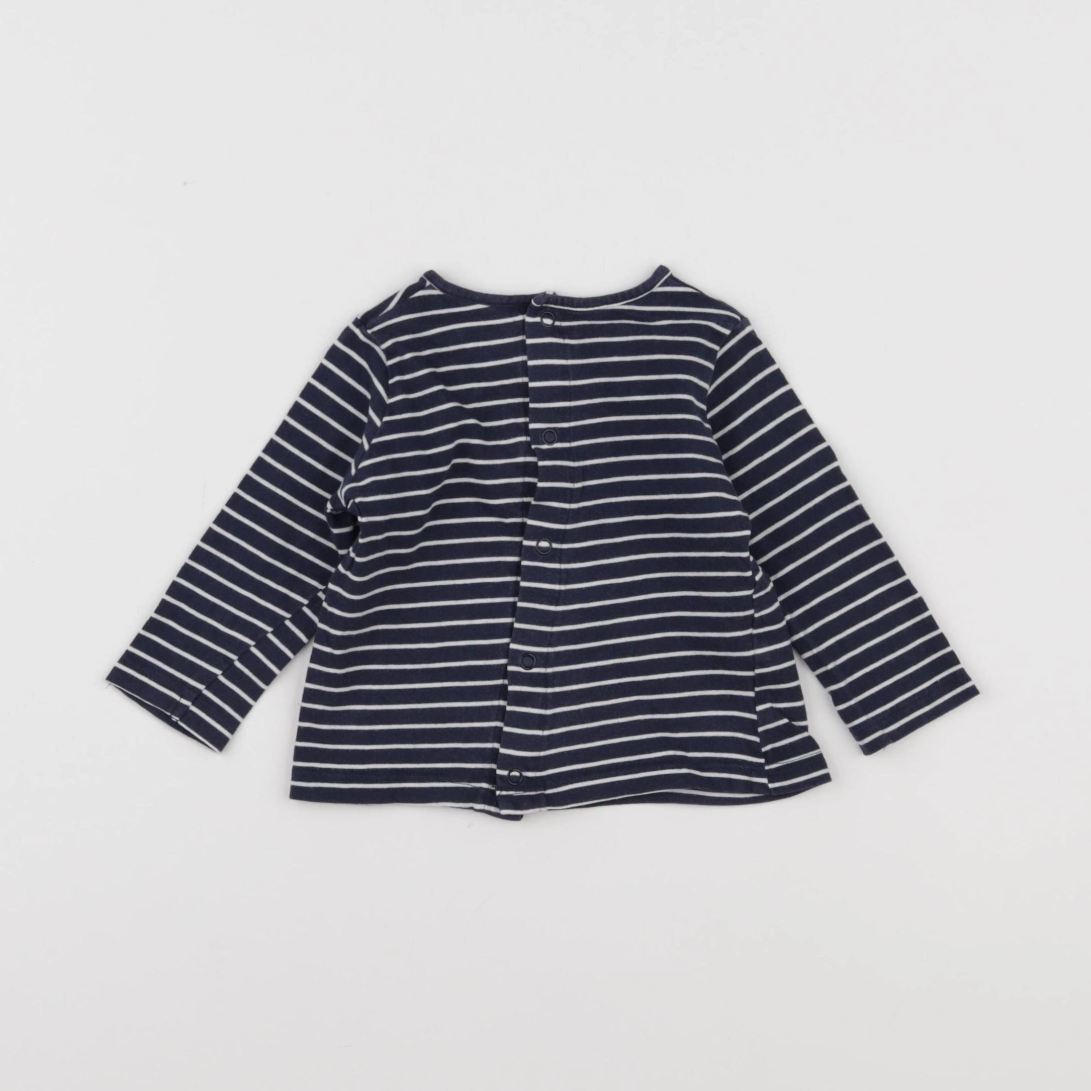 Vertbaudet - tee-shirt blanc, bleu - 6 mois
