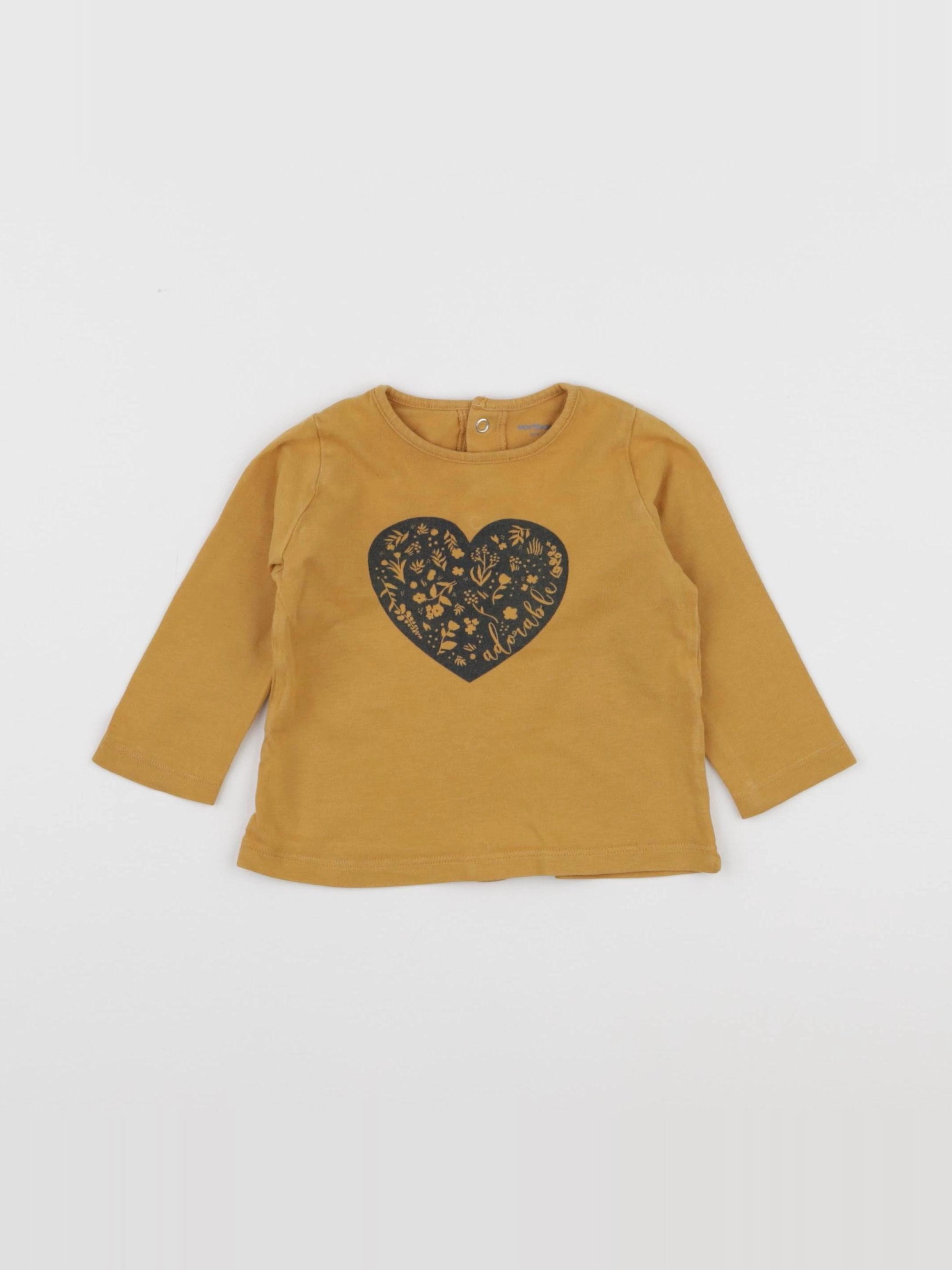 Vertbaudet - tee-shirt jaune - 6 mois