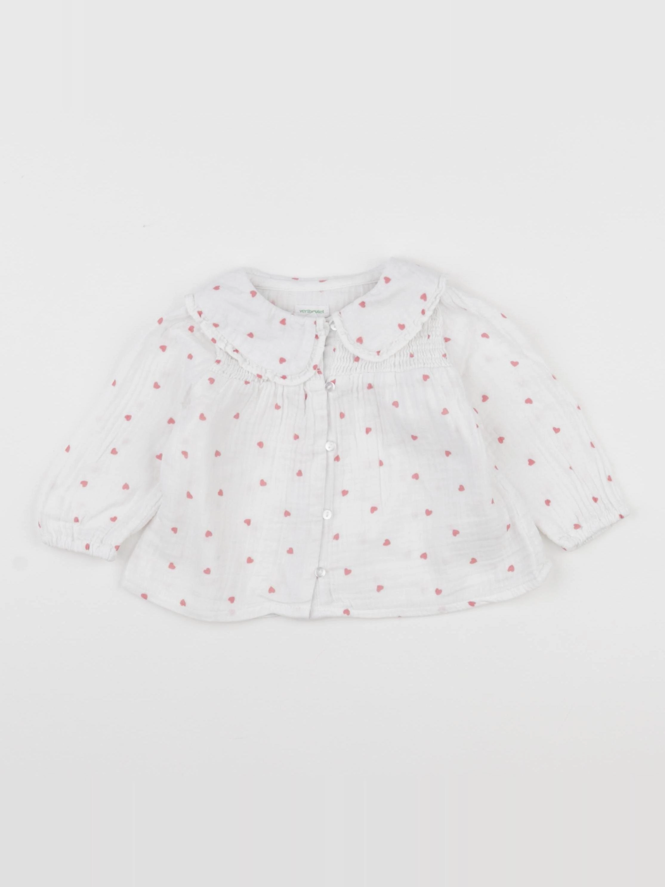 Vertbaudet - blouse blanc, rose - 9 mois