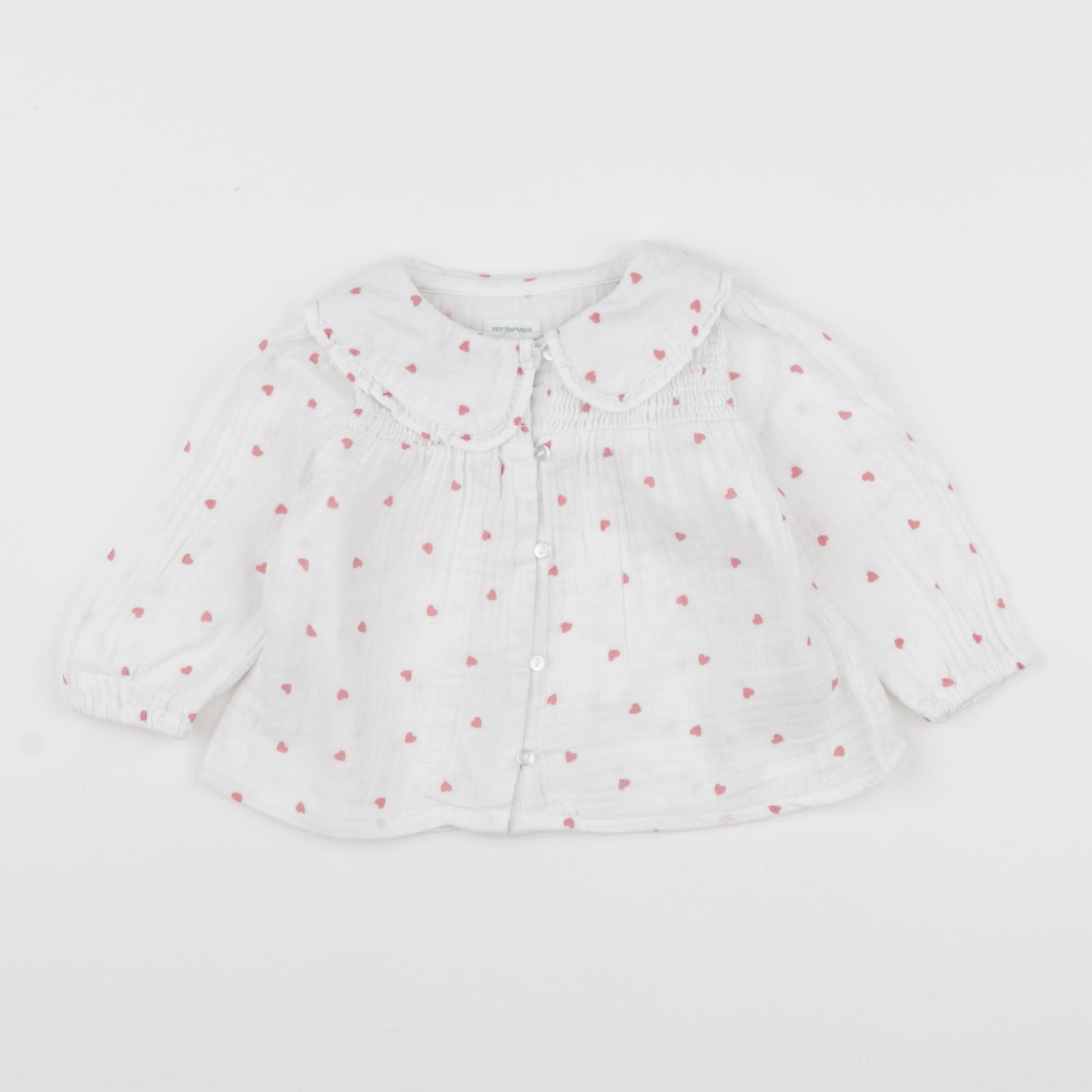 Vertbaudet - blouse blanc, rose - 9 mois