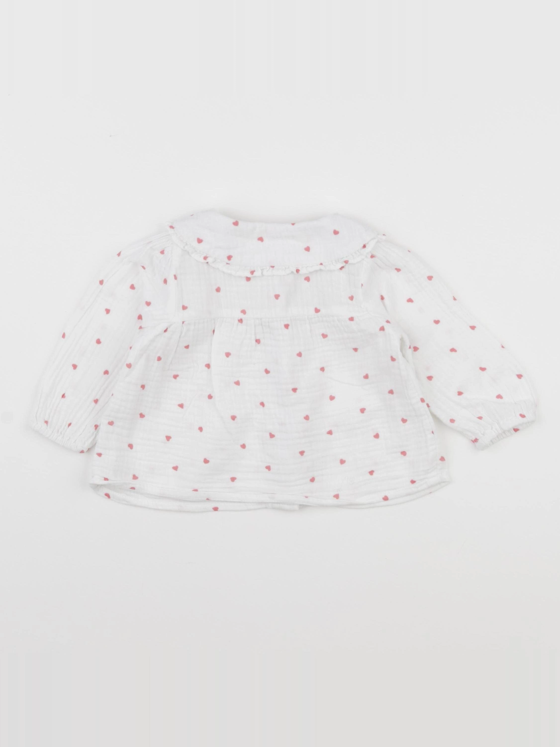 Vertbaudet - blouse blanc, rose - 9 mois