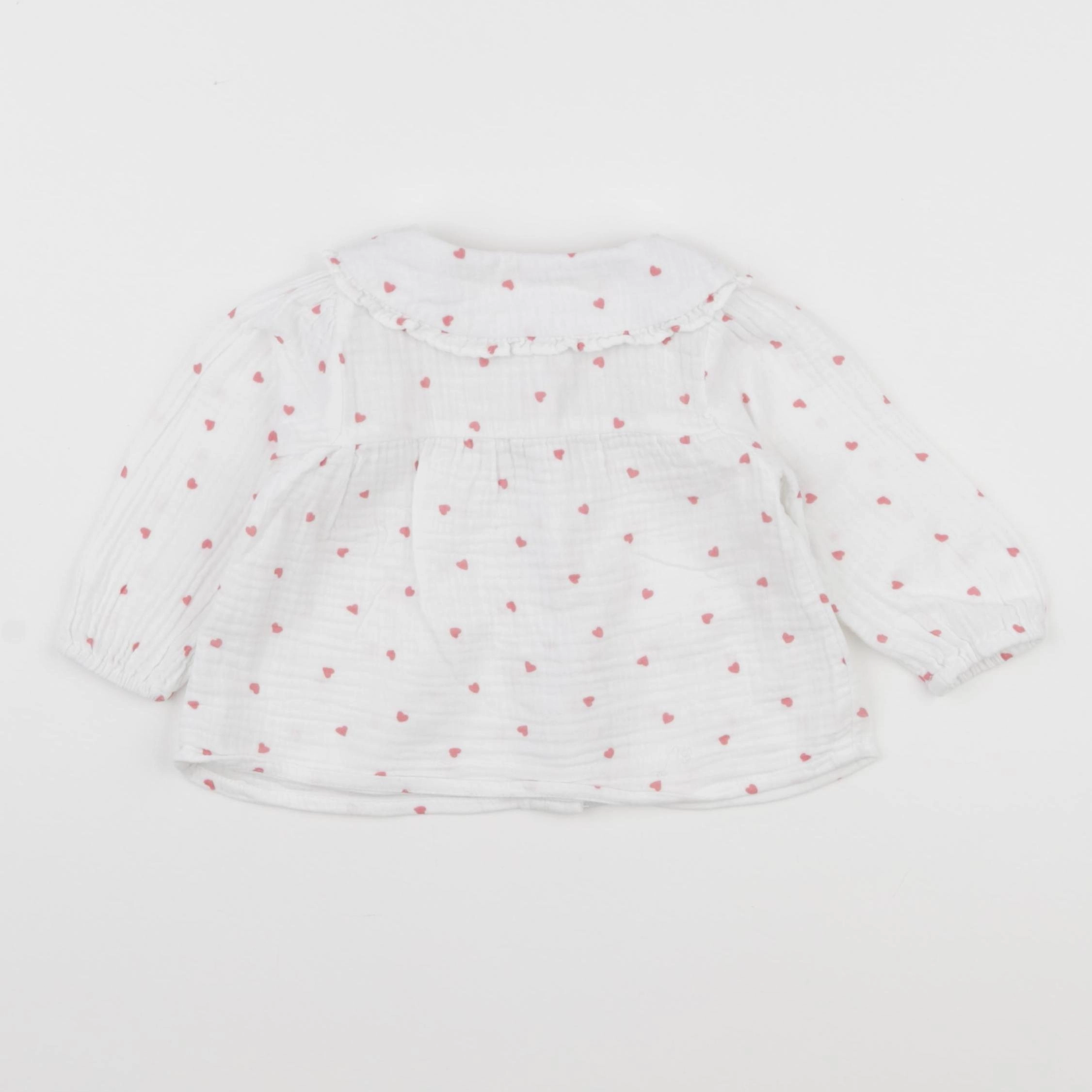 Vertbaudet - blouse blanc, rose - 9 mois