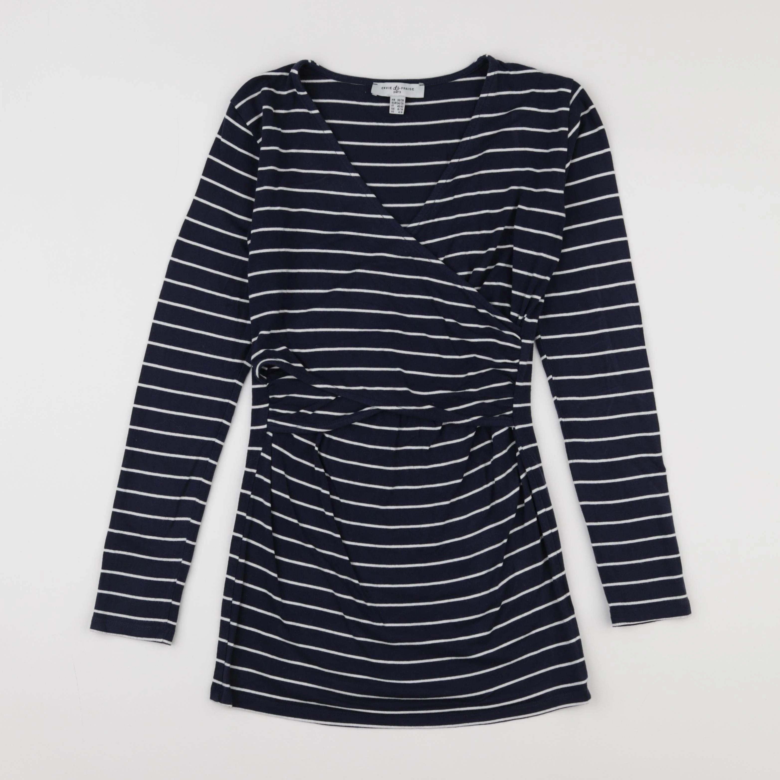 Envie de fraise - tee-shirt allaitement bleu, blanc - 36 à 38
