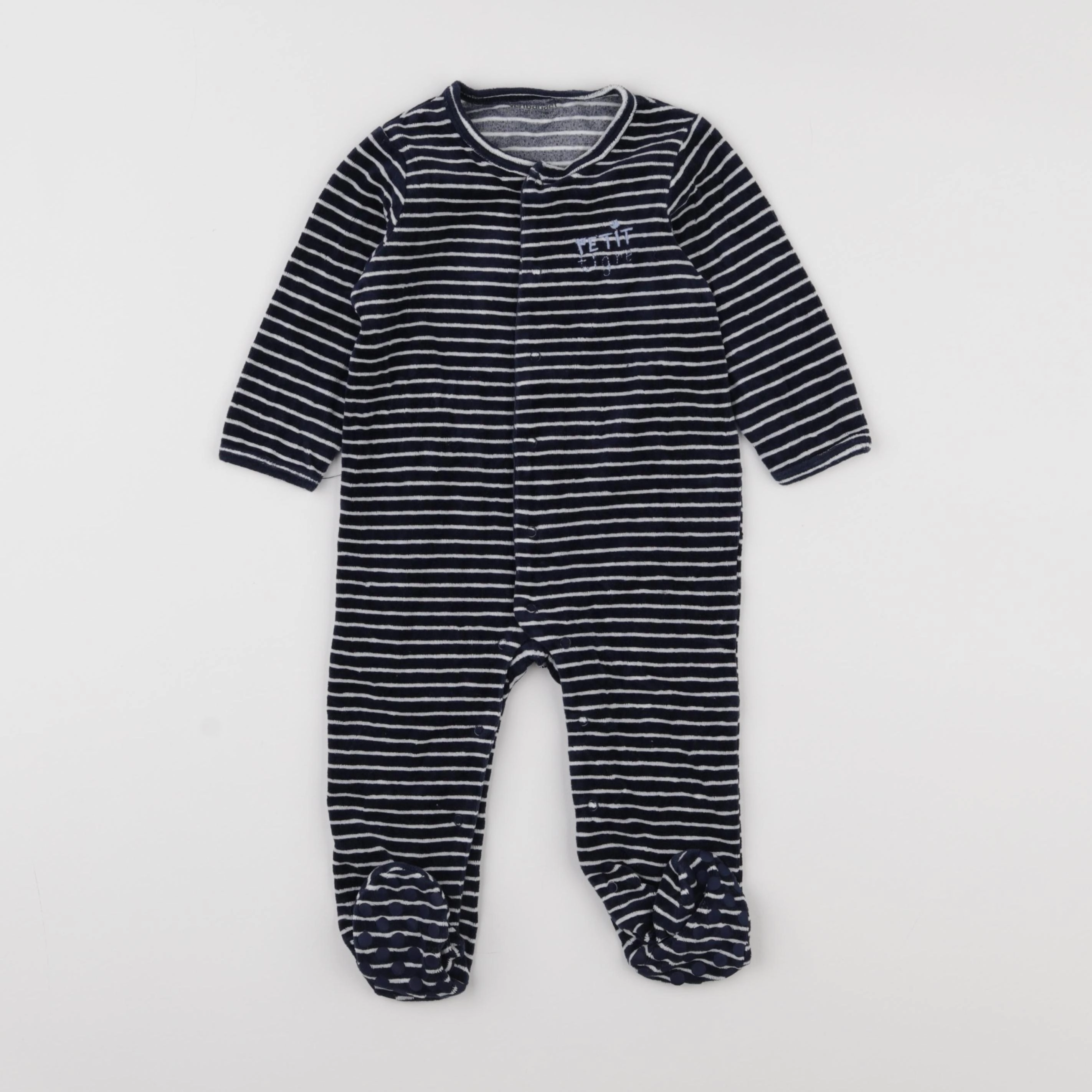 Vertbaudet - pyjama velours bleu - 12 mois