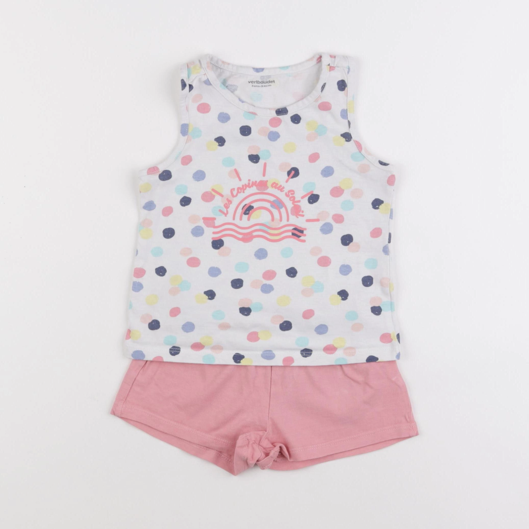 Vertbaudet - pyjama coton rose - 3 ans