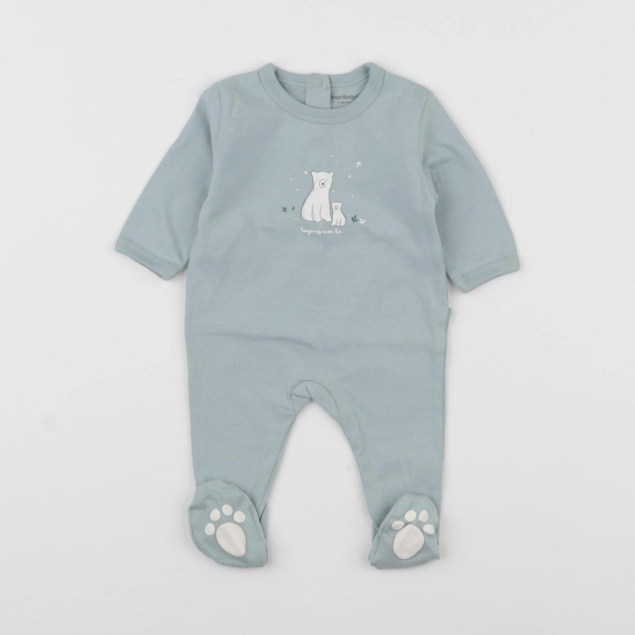 Vertbaudet - pyjama coton bleu - 1 mois
