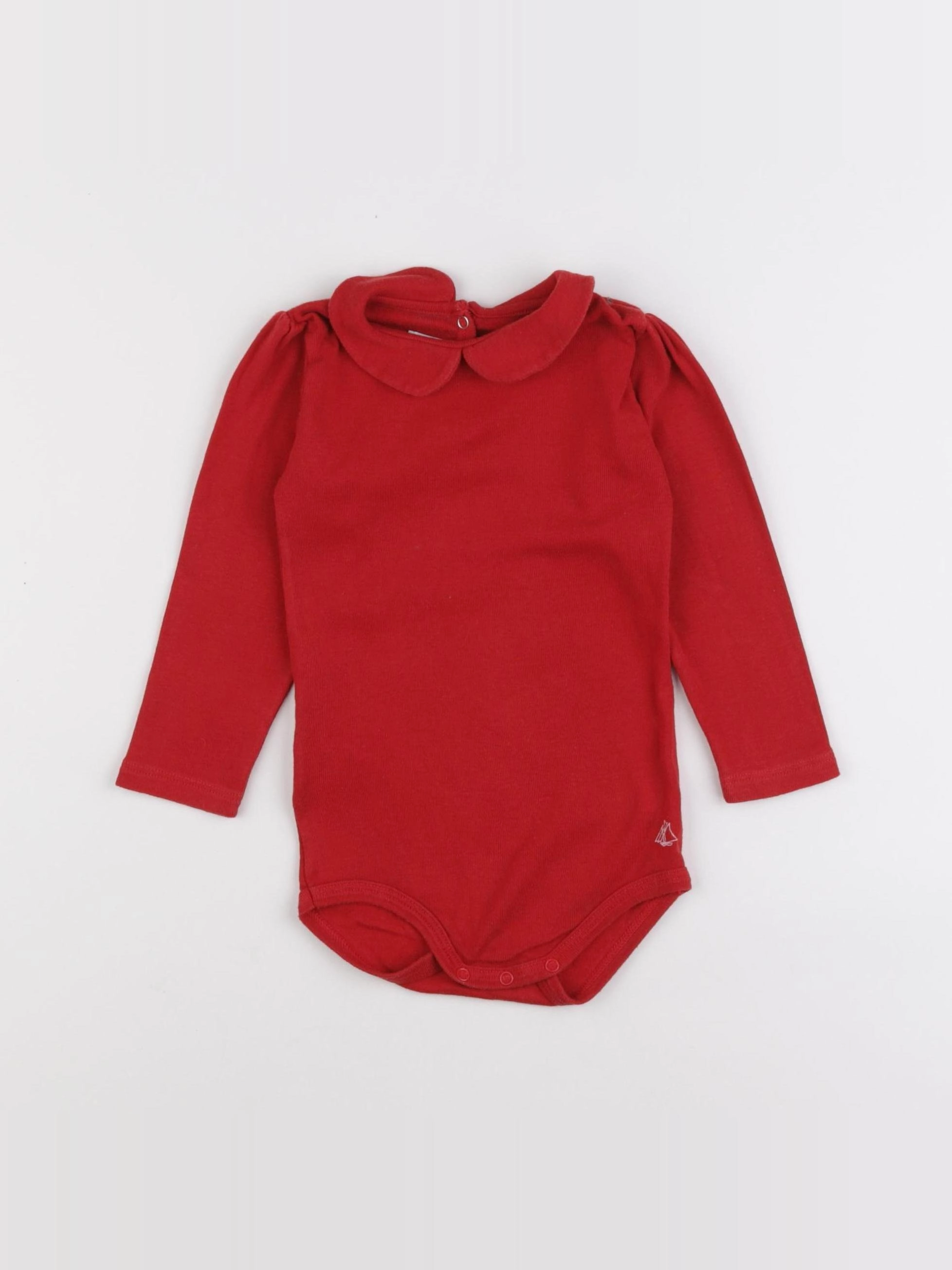 Petit Bateau - body à col rouge - 18 mois