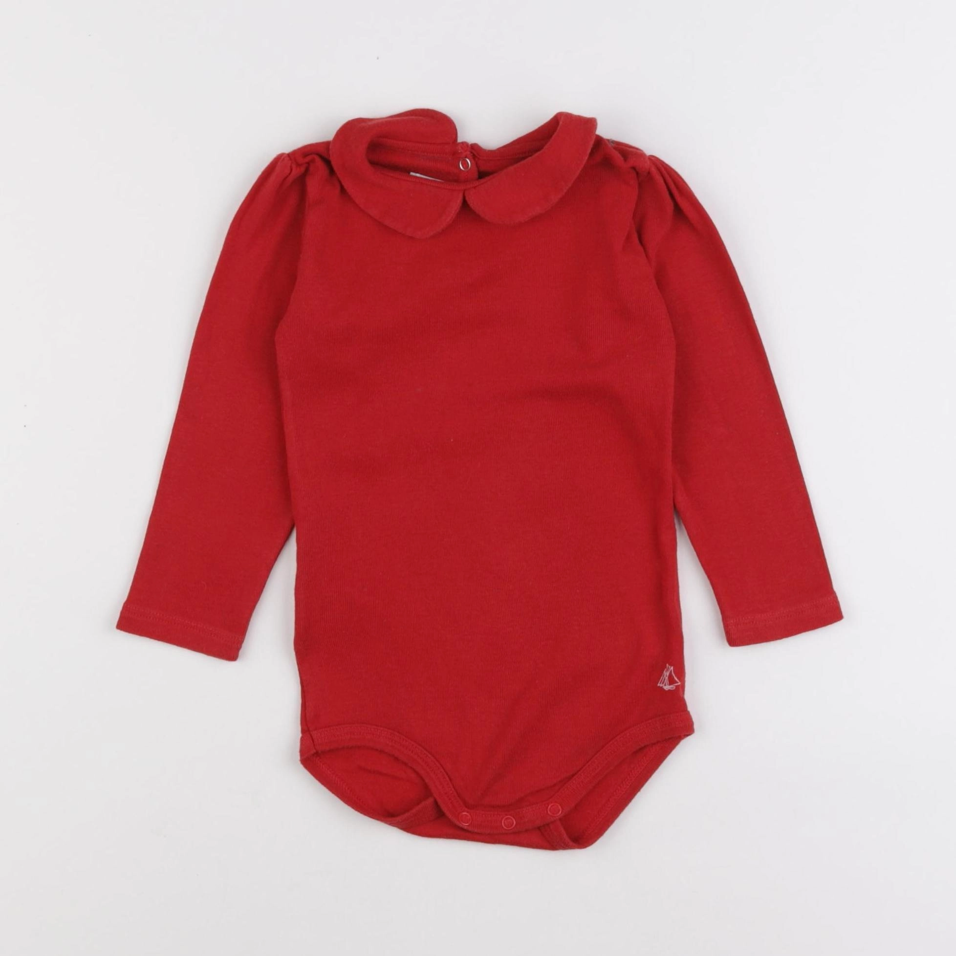 Petit Bateau - body à col rouge - 18 mois