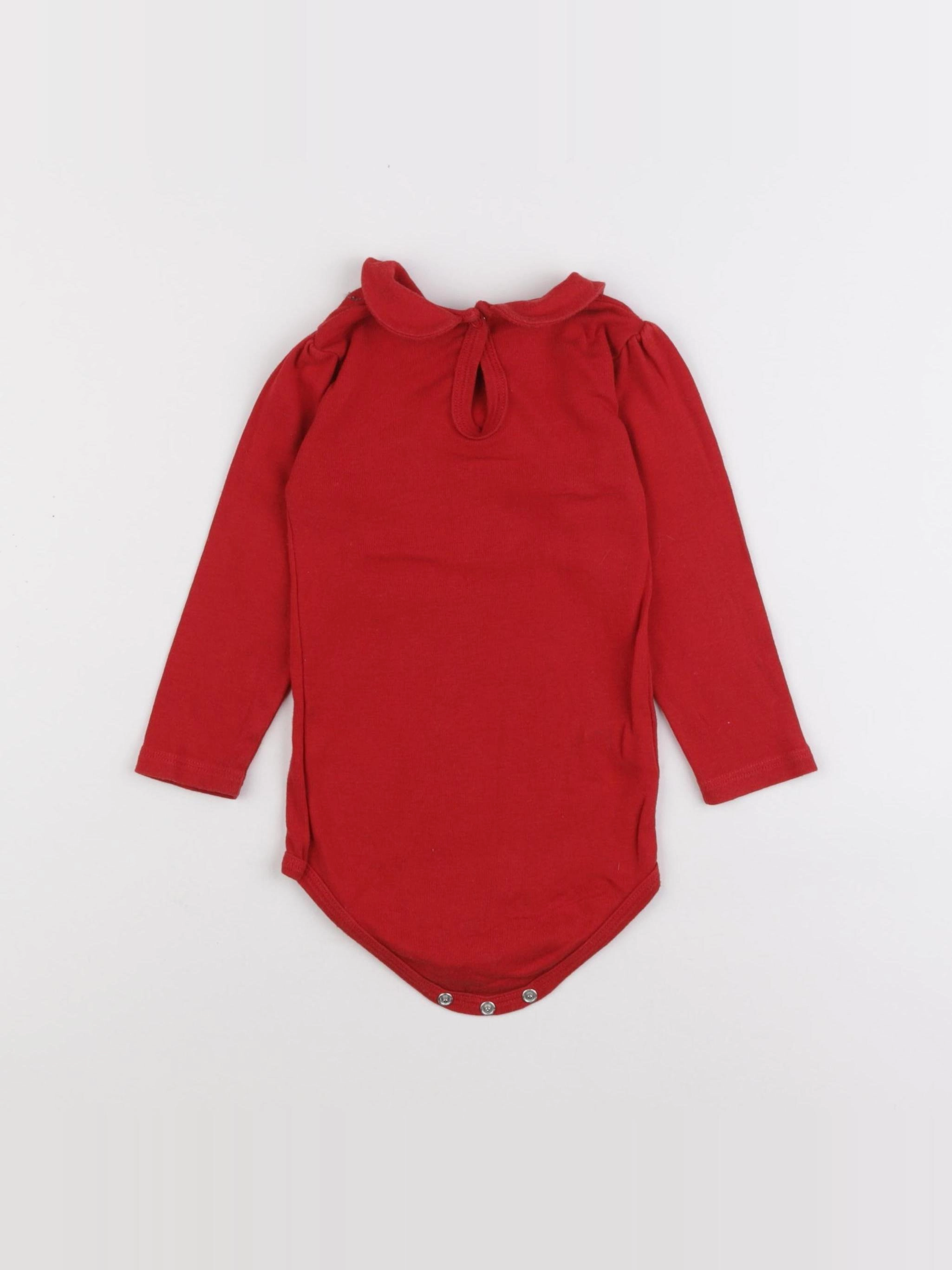 Petit Bateau - body à col rouge - 18 mois