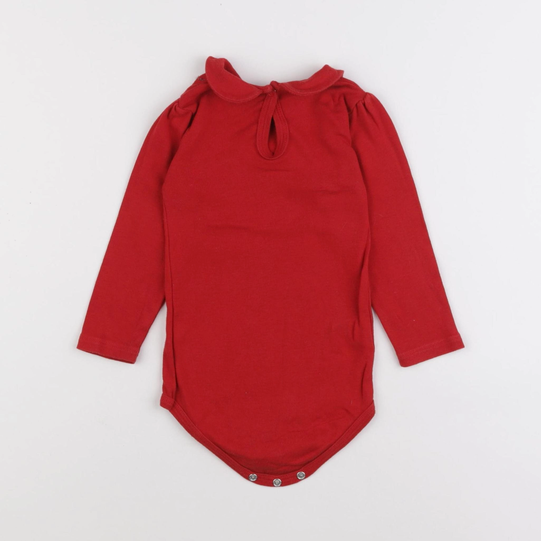 Petit Bateau - body à col rouge - 18 mois