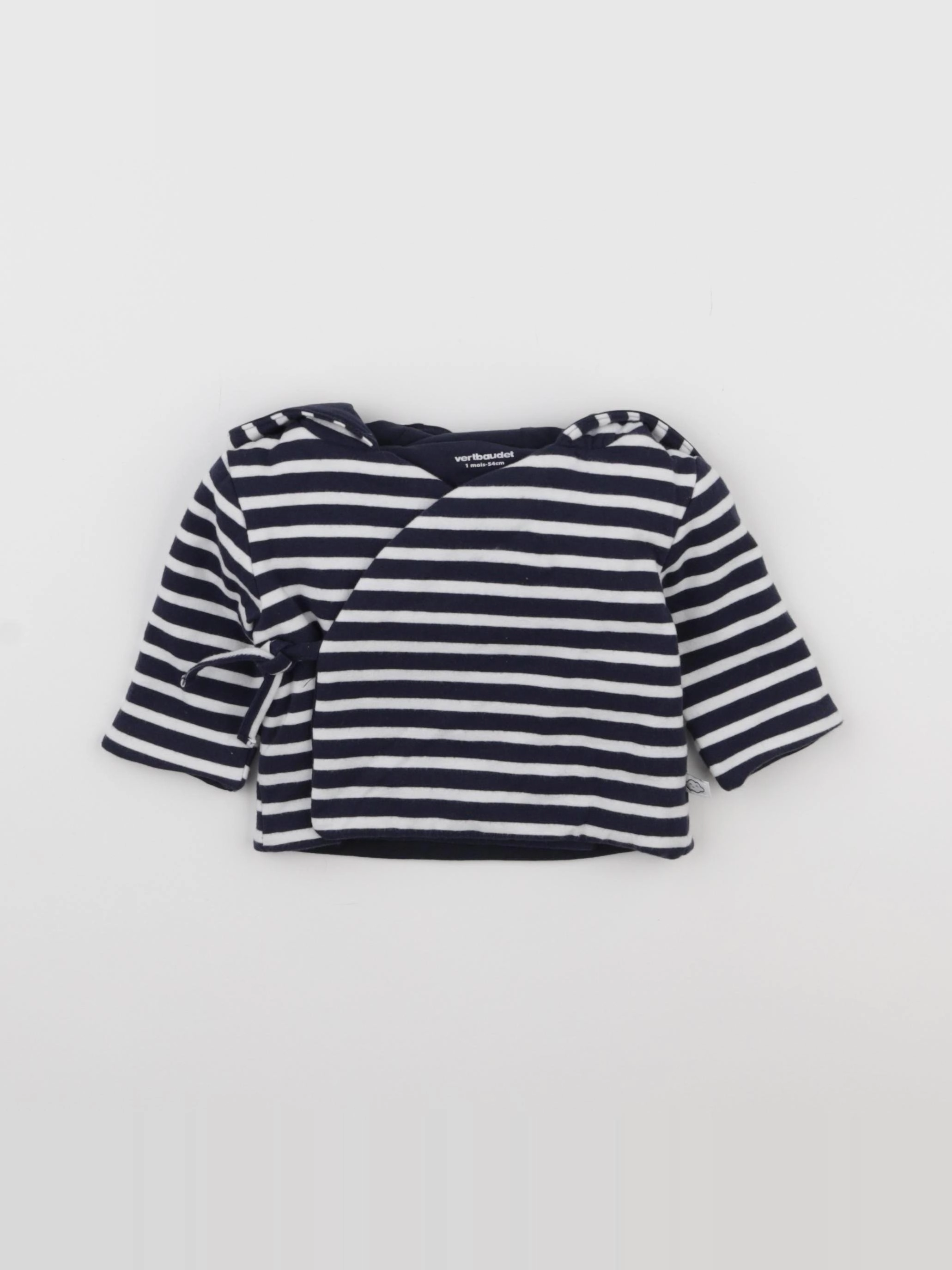Vertbaudet - sweat bleu, blanc - 1 mois