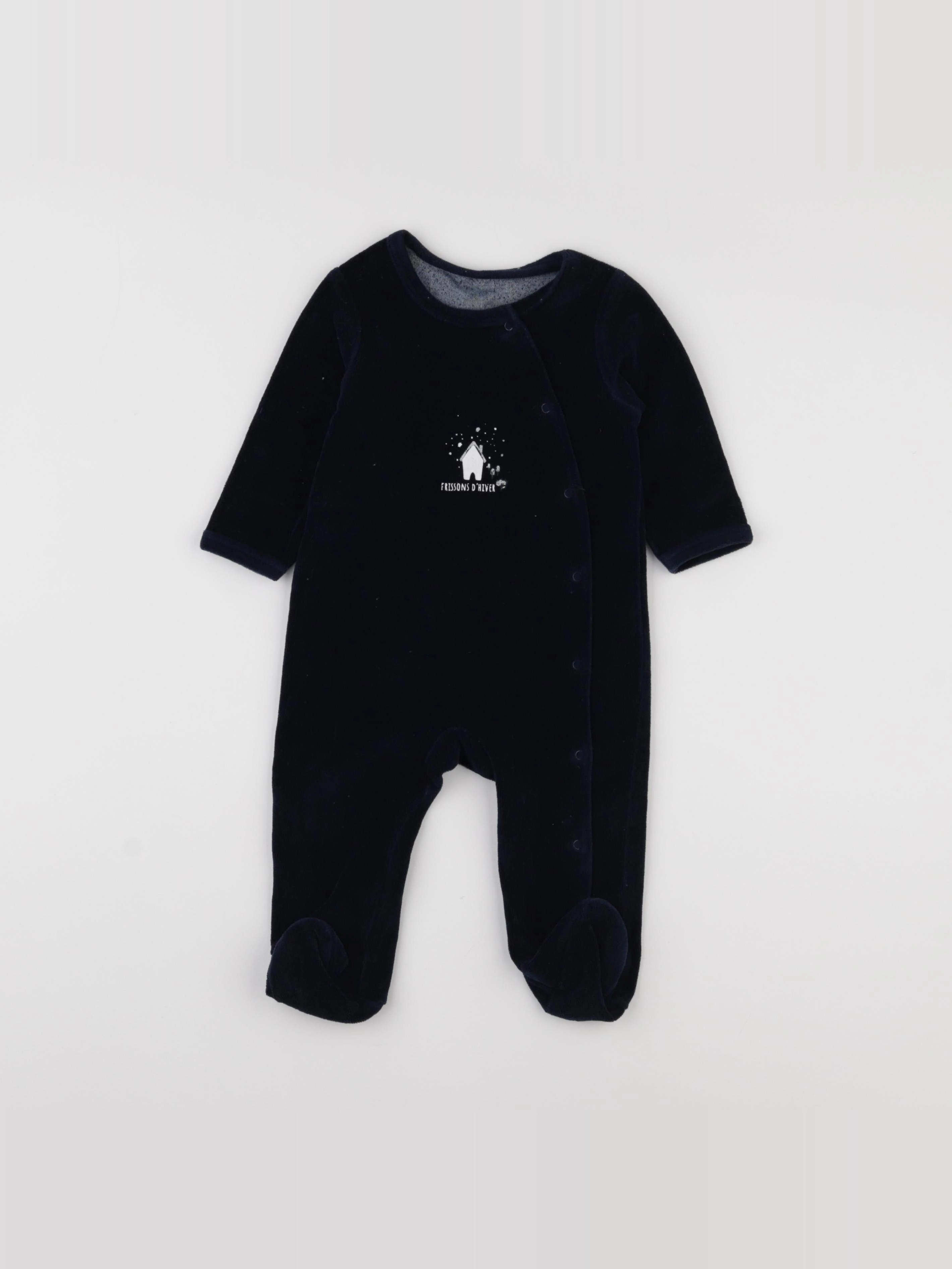 Vertbaudet - pyjama velours bleu - 9 mois