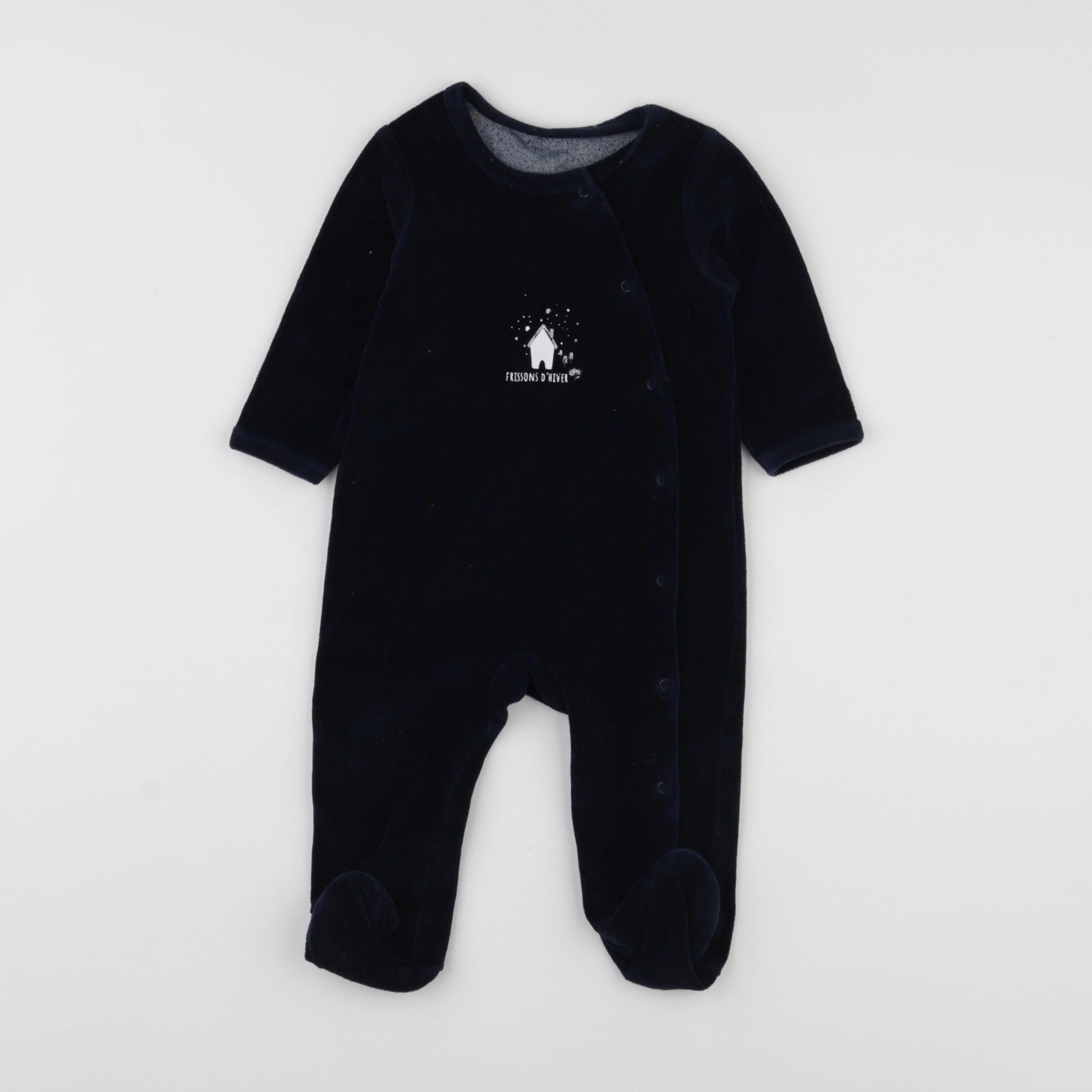 Vertbaudet - pyjama velours bleu - 9 mois
