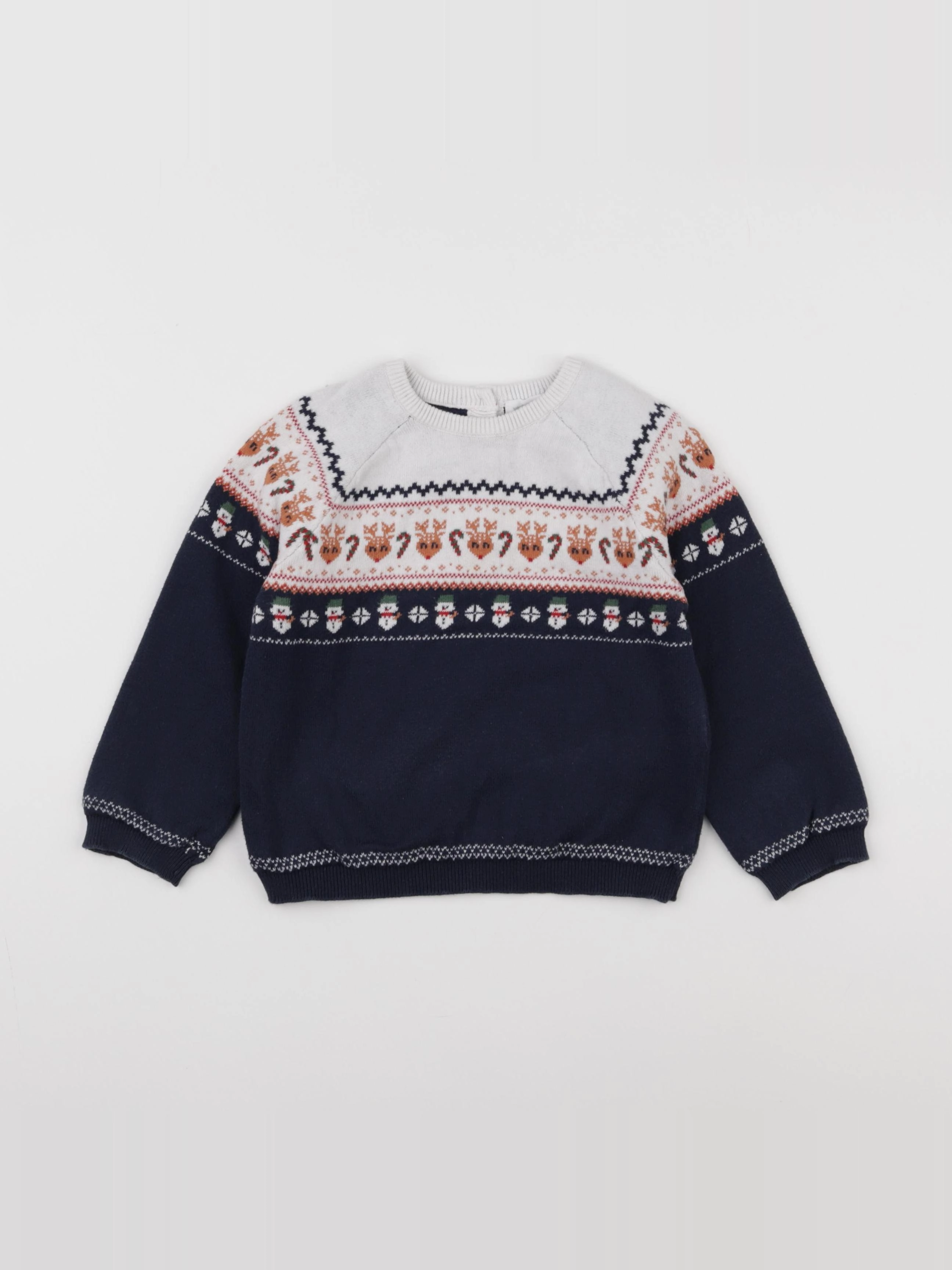Vertbaudet - pull blanc, bleu - 36 mois
