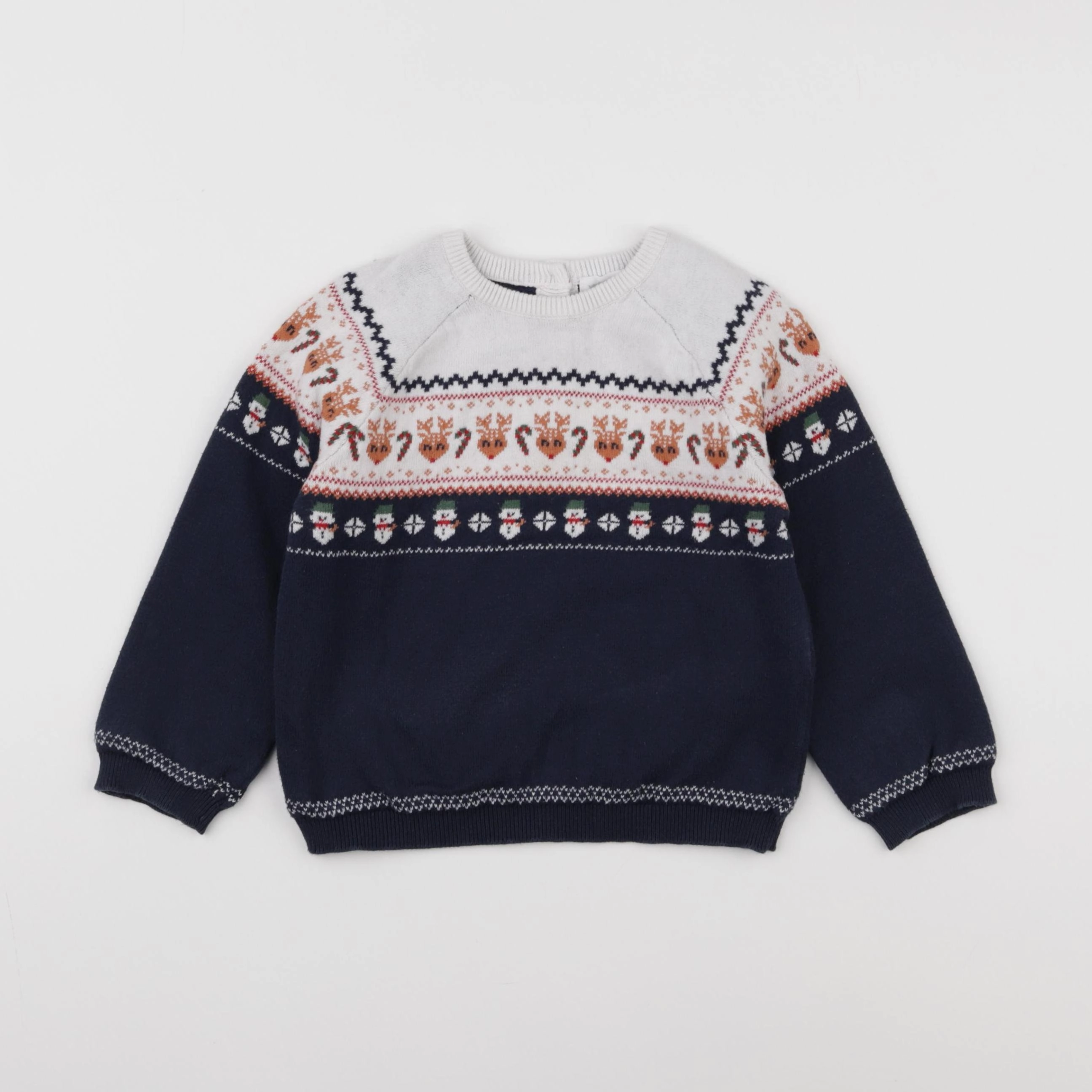 Vertbaudet - pull blanc, bleu - 36 mois