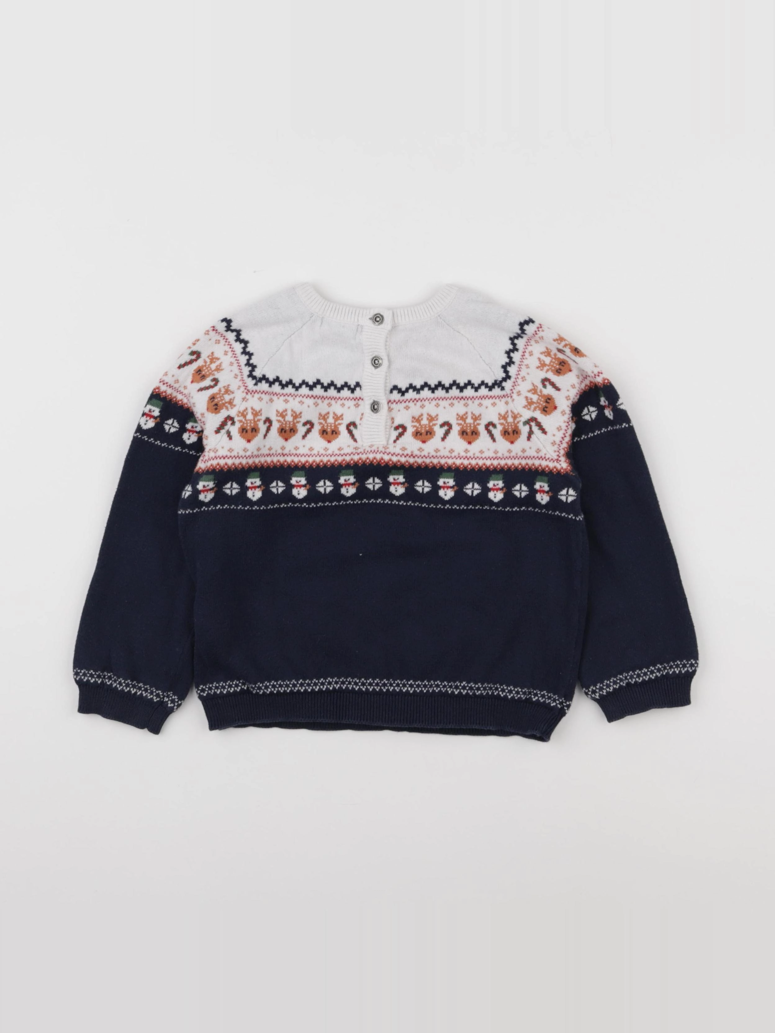 Vertbaudet - pull blanc, bleu - 36 mois