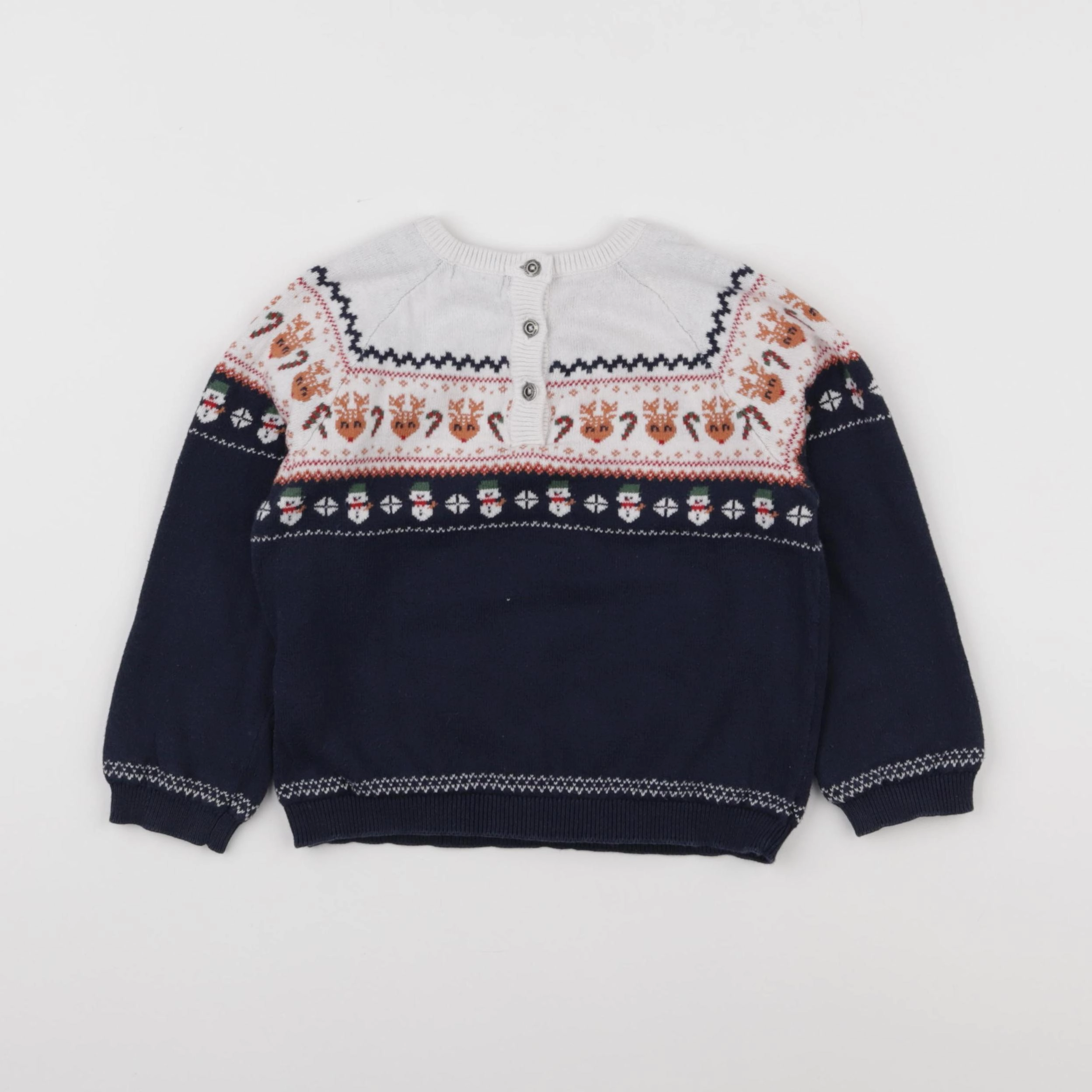Vertbaudet - pull blanc, bleu - 36 mois