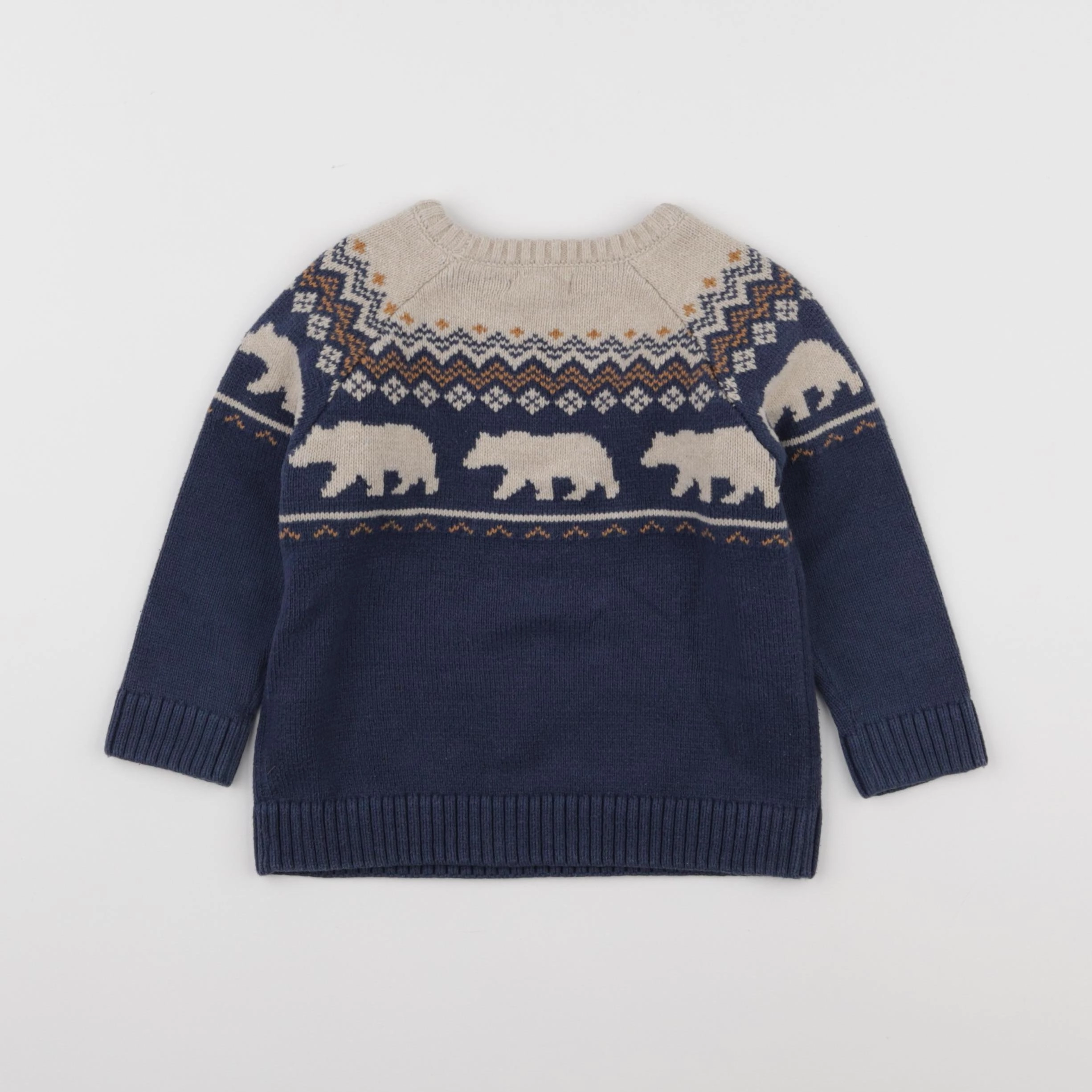 Vertbaudet - pull bleu, beige - 3 ans