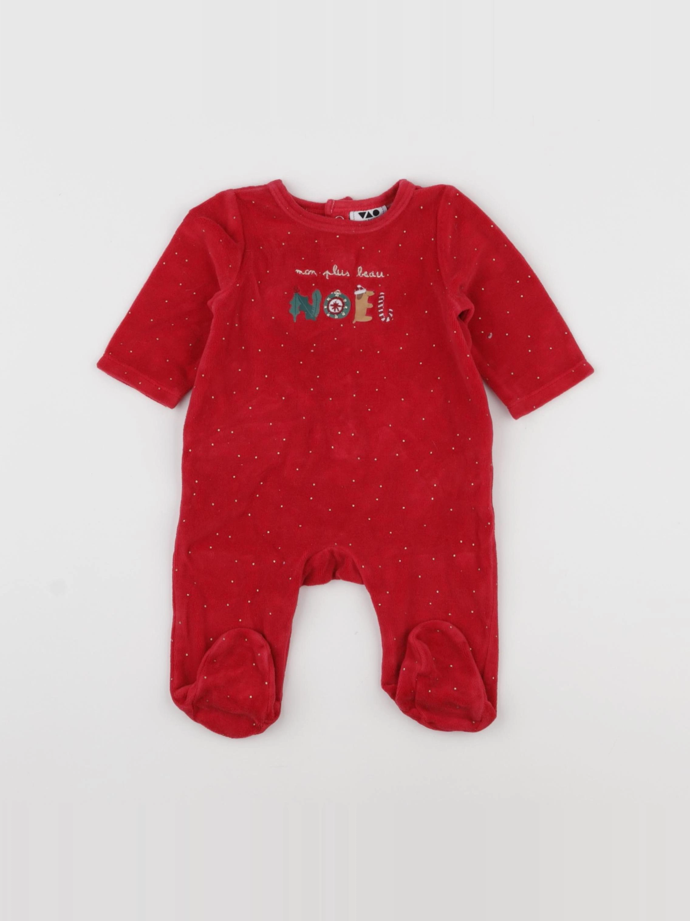Tape à l'oeil - pyjama velours rouge - 3 mois