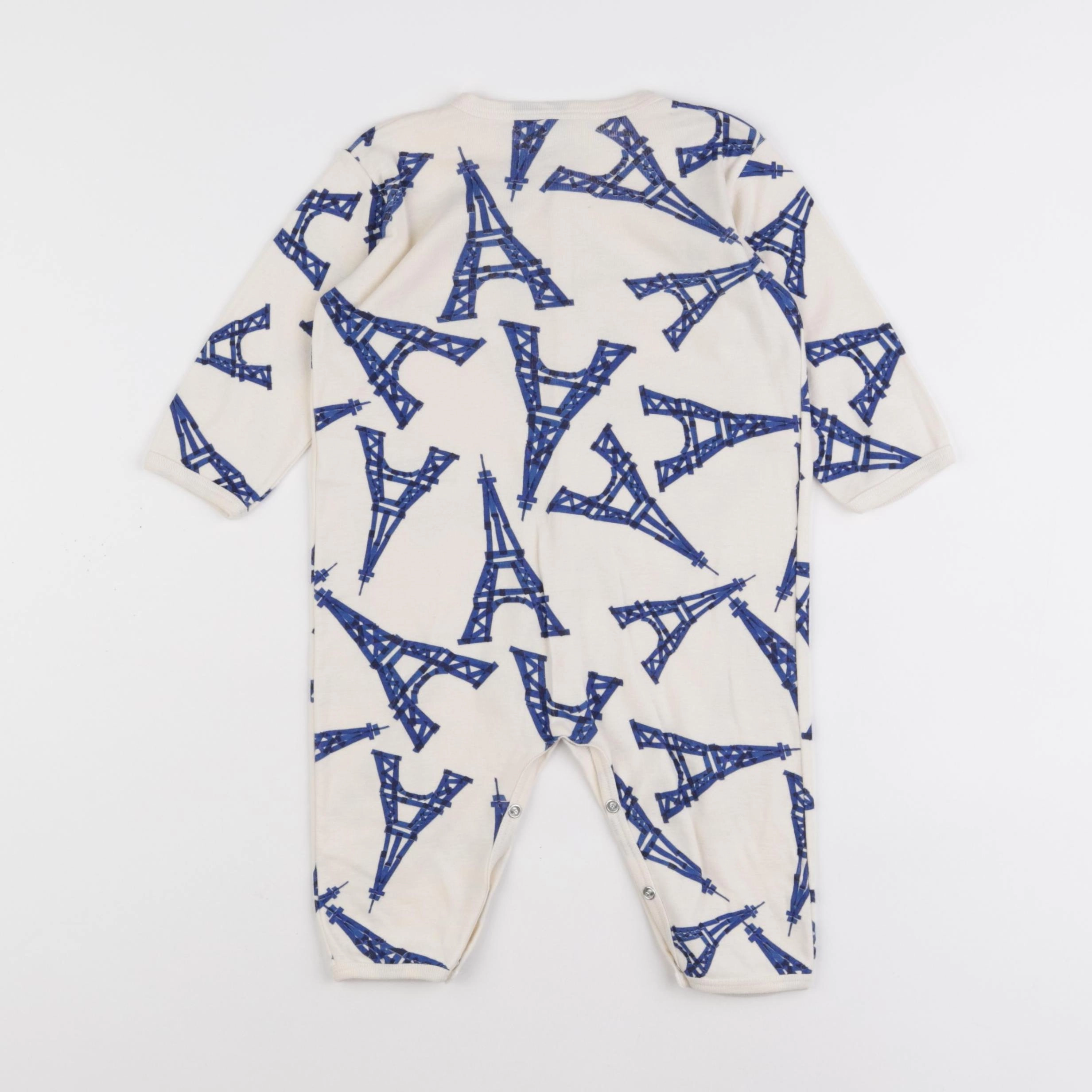Petit Bateau - pyjama coton blanc, bleu - 12 mois