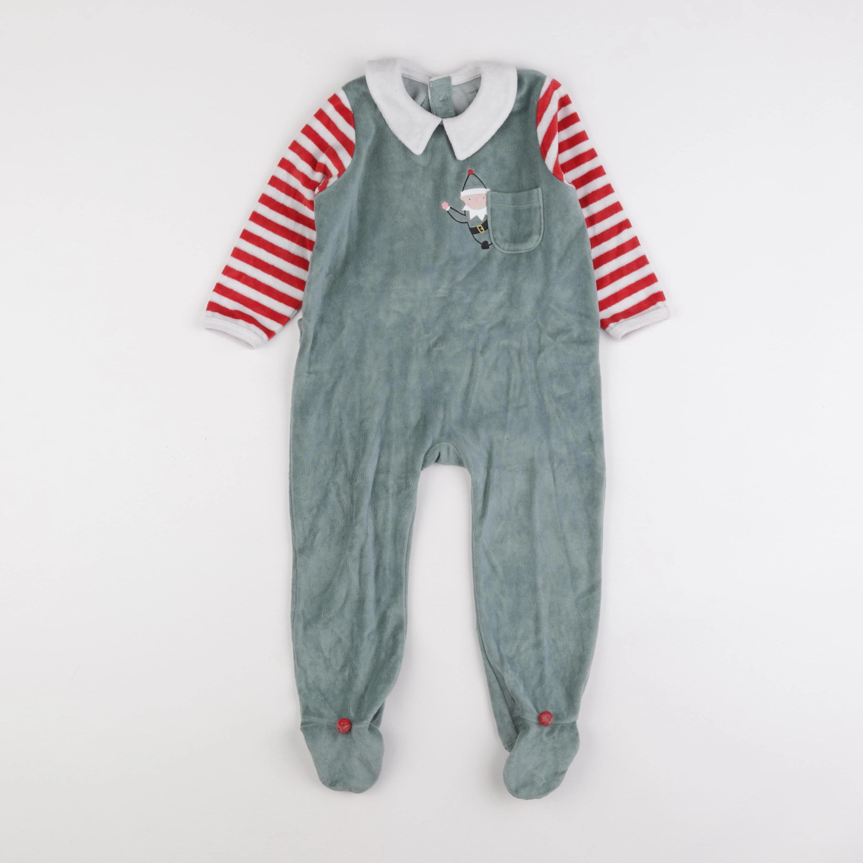 Vertbaudet - pyjama velours vert - 2 ans