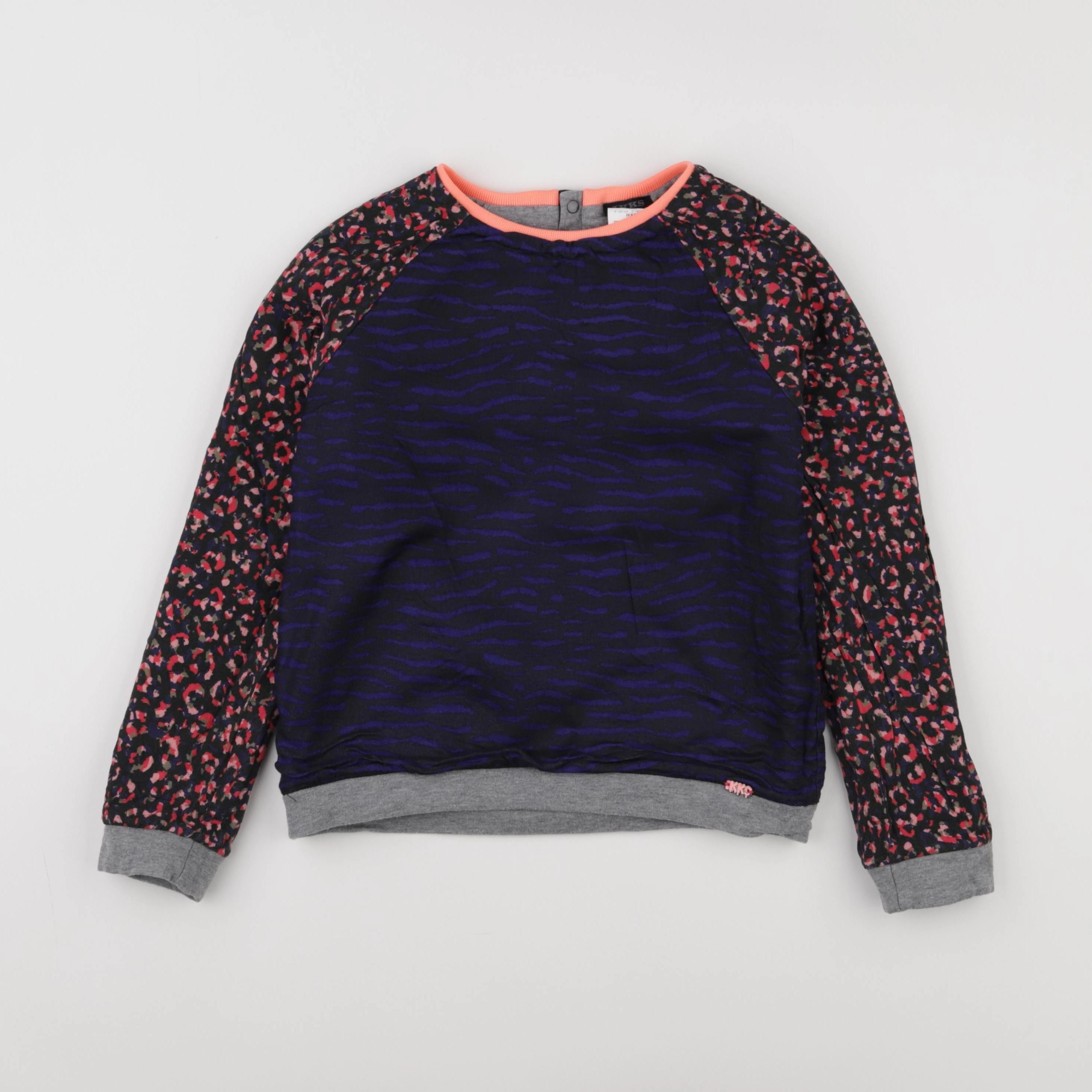 IKKS - sweat réversible bleu, gris - 10 ans