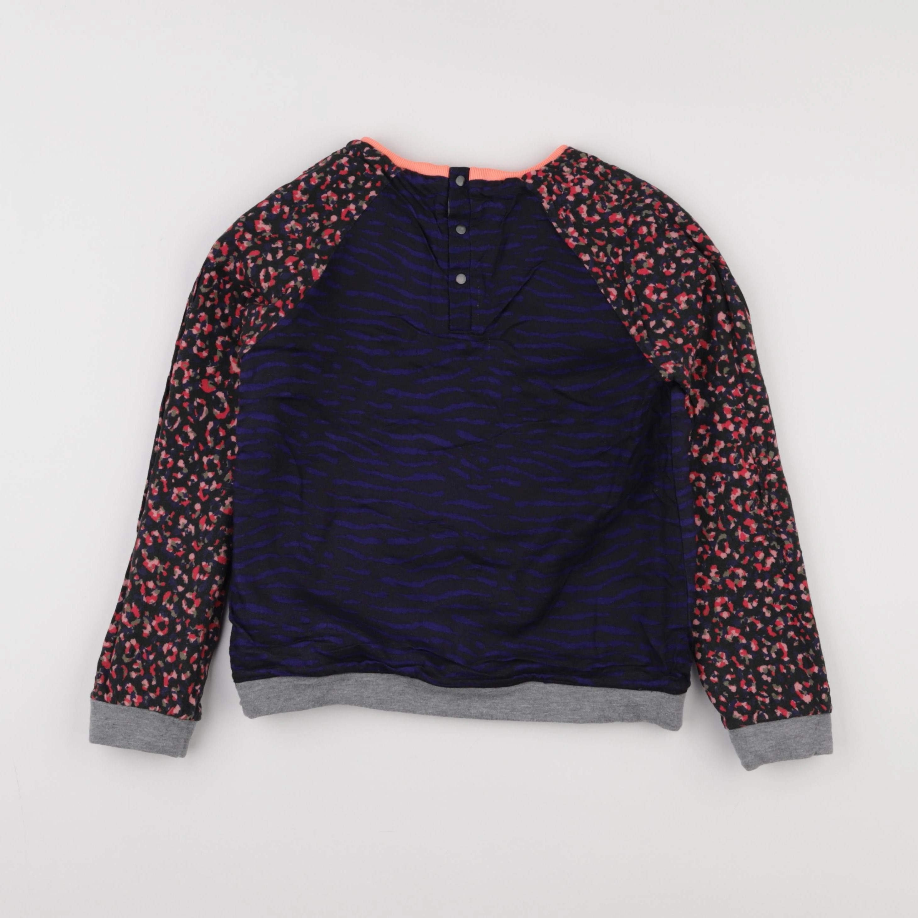IKKS - sweat réversible bleu, gris - 10 ans