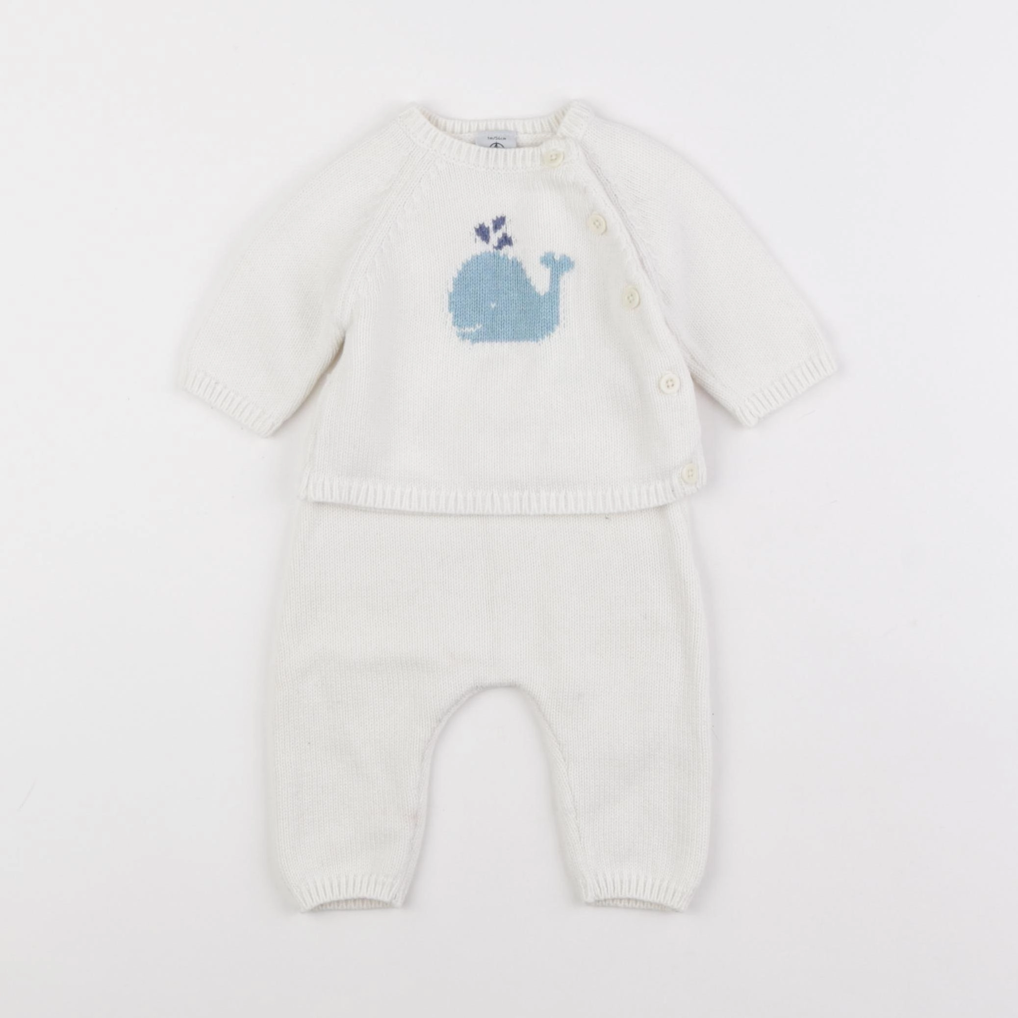 Petit Bateau - ensemble blanc - 1 mois