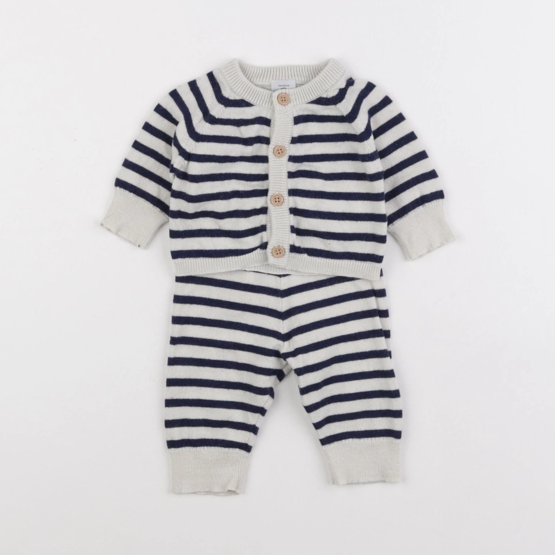 Petit Bateau - ensemble beige, bleu - 1 mois