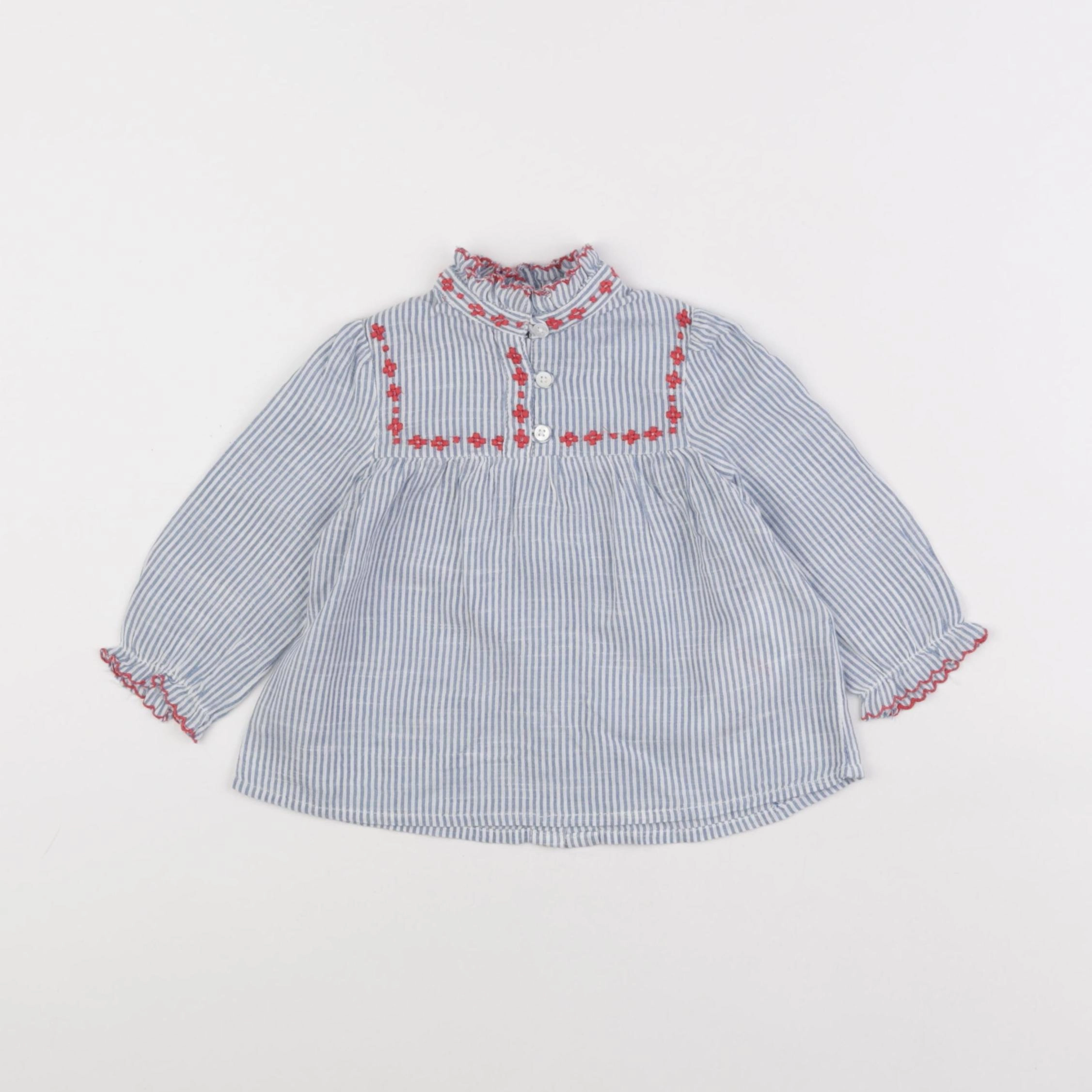 Cyrillus - blouse bleu - 6 mois