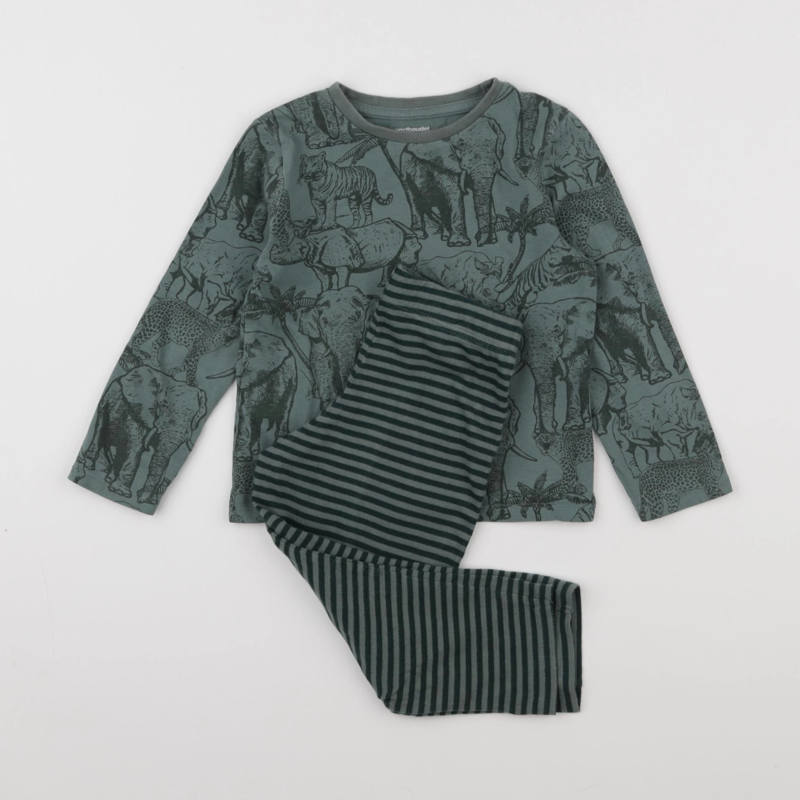 Vertbaudet - pyjama coton vert - 4 ans