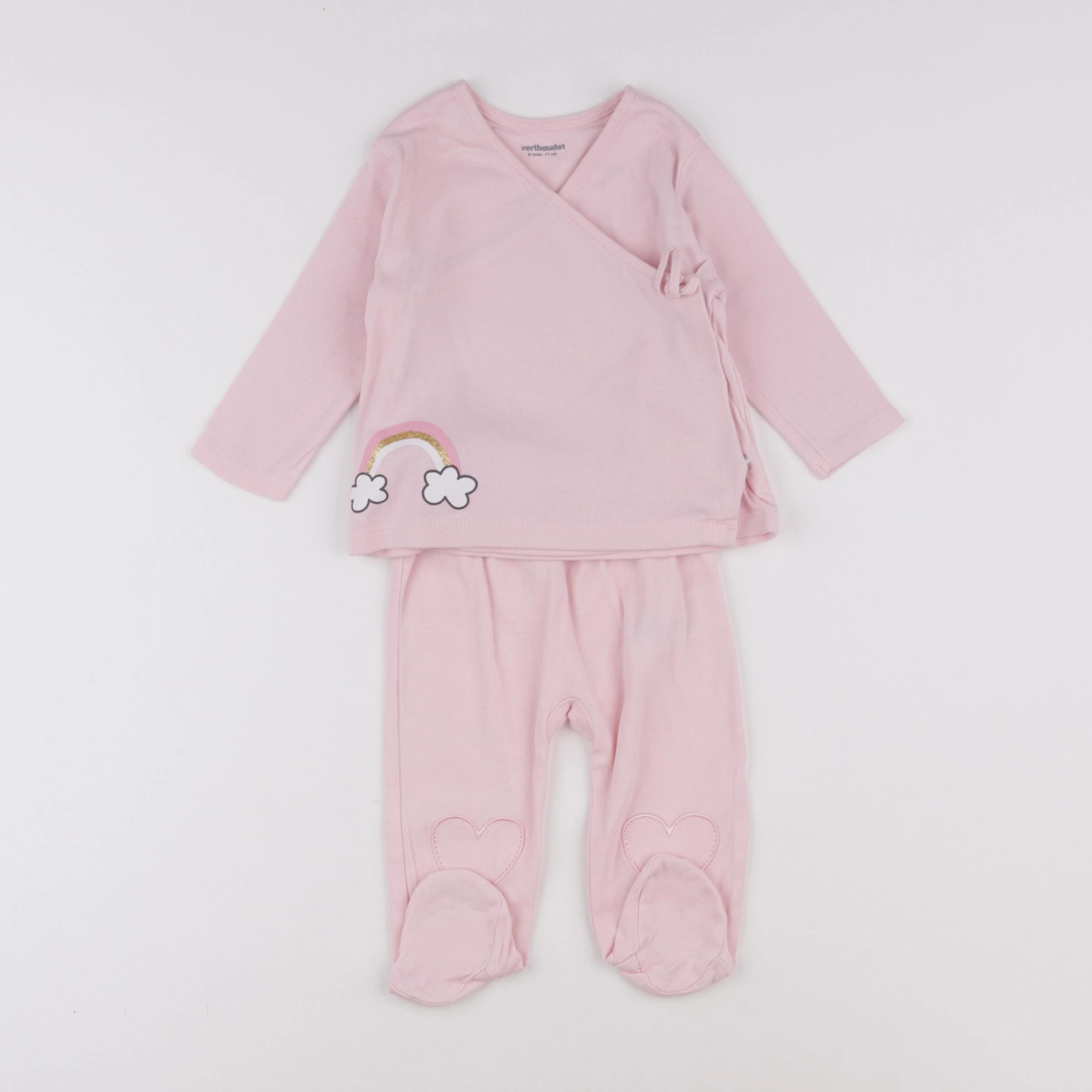 Vertbaudet - pyjama coton rose - 9 mois