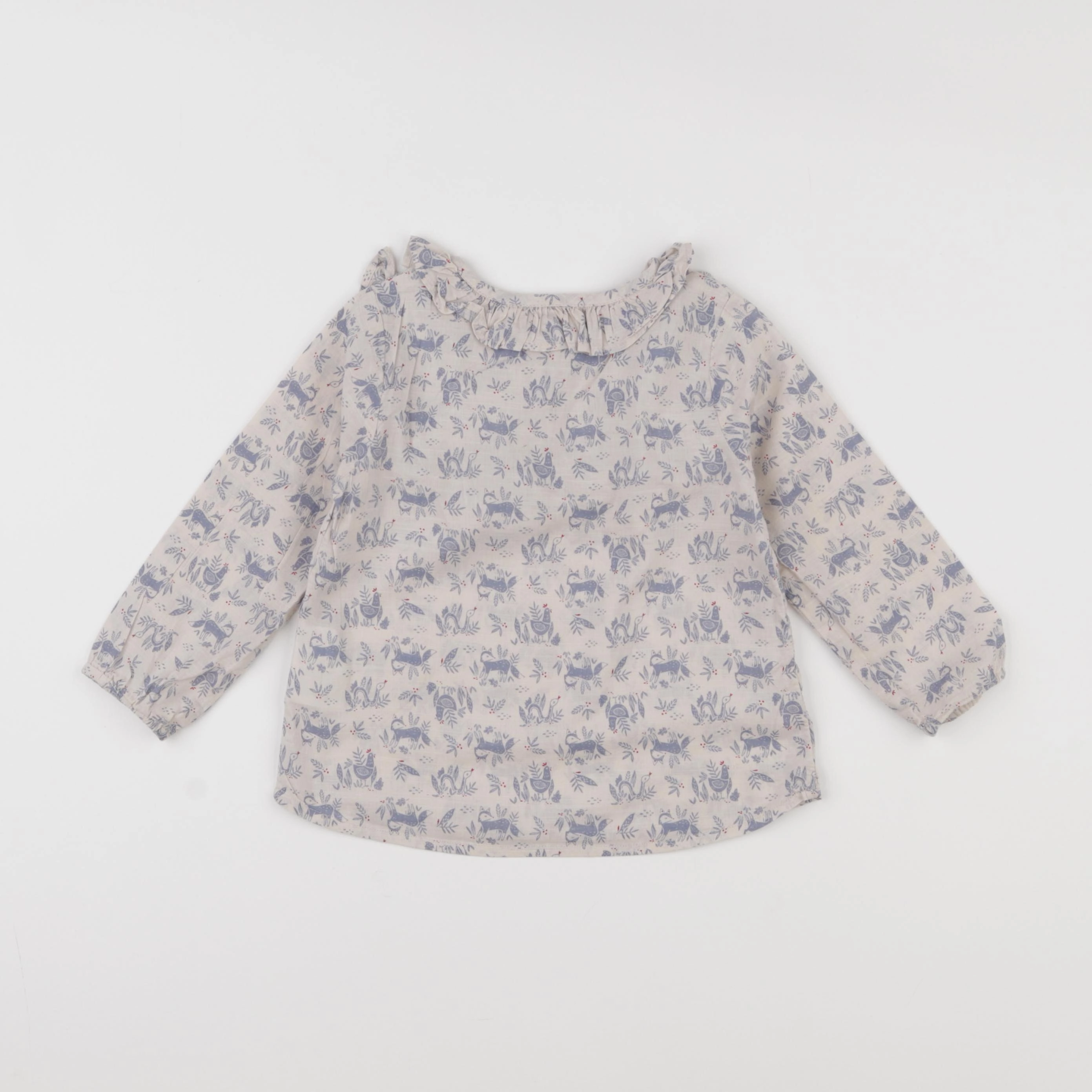 Boutchou - blouse beige, bleu - 36 mois